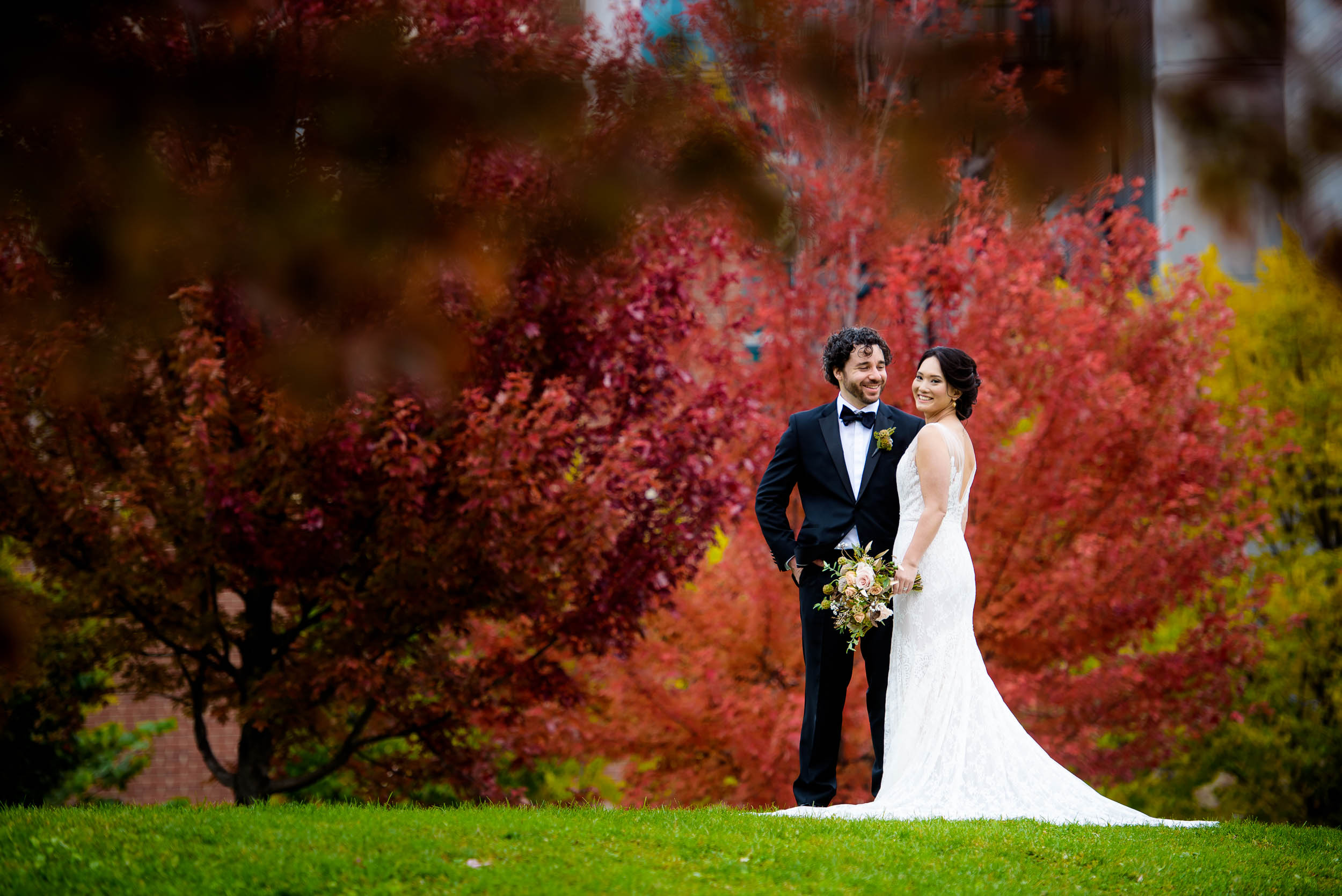 Fall wedding colors portrait at Mary Bartelme Park Chicago.