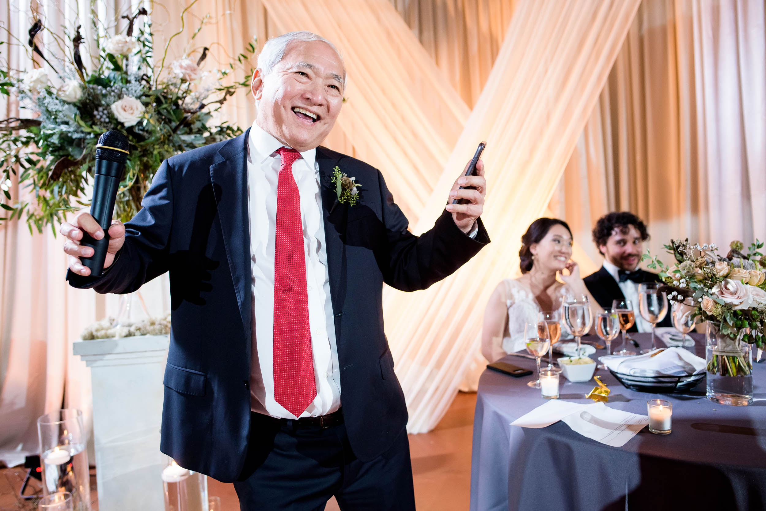 Goofy father of the bride toast during a Loft on Lake Chicago wedding.