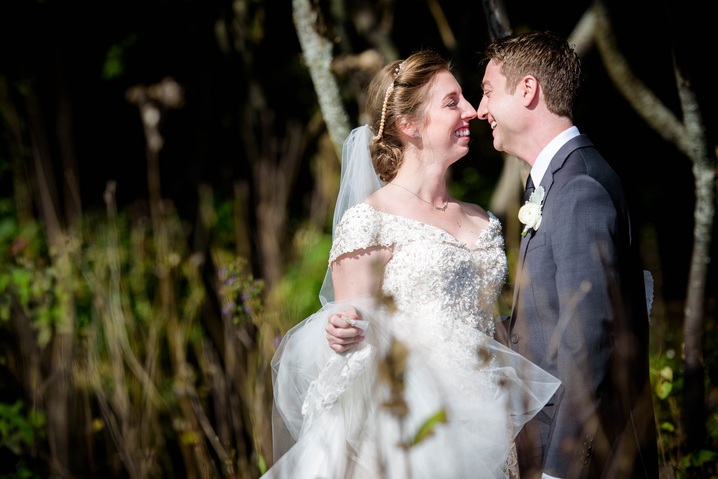 Bride and groom first look at Montrose Harbor during a Newberry Library Chicago wedding.