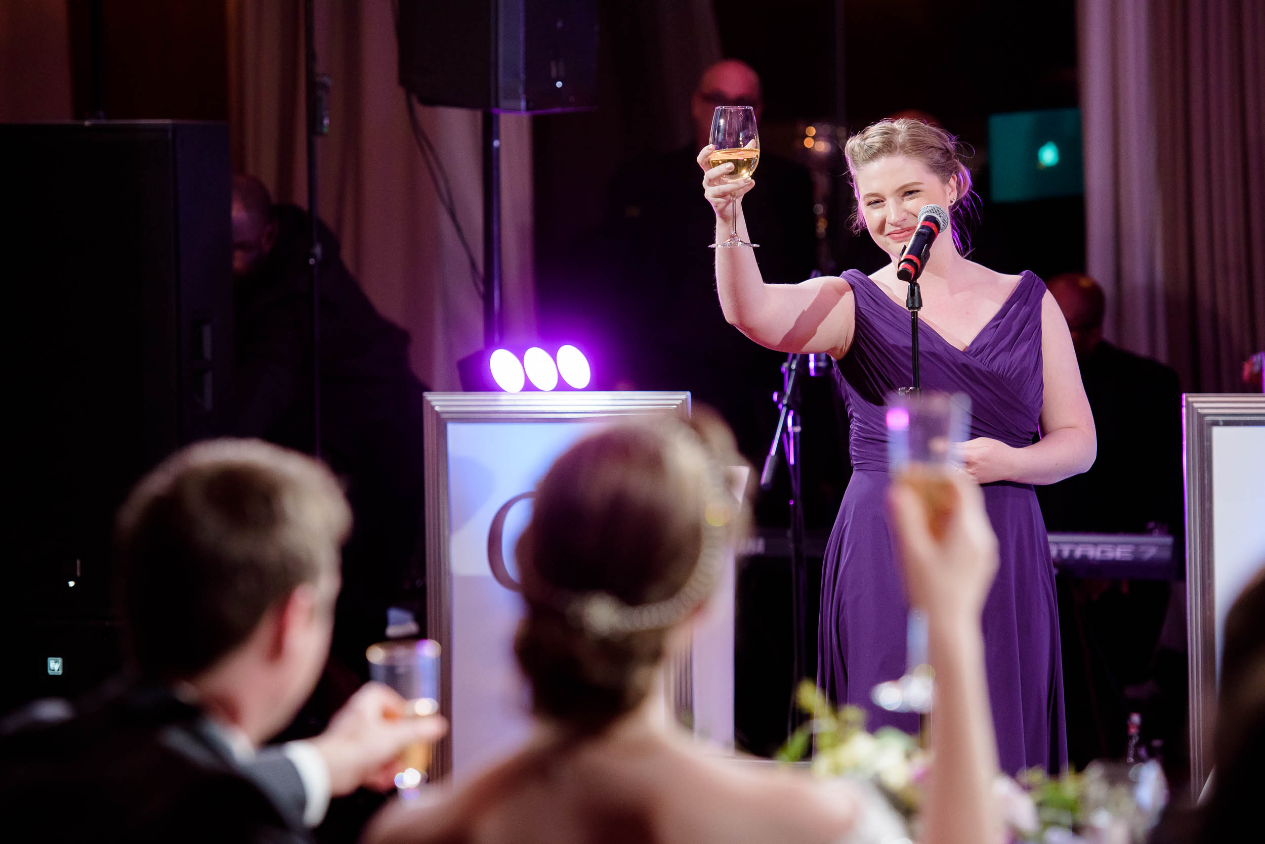 Maid of honor toast during a Newberry Library Chicago wedding.