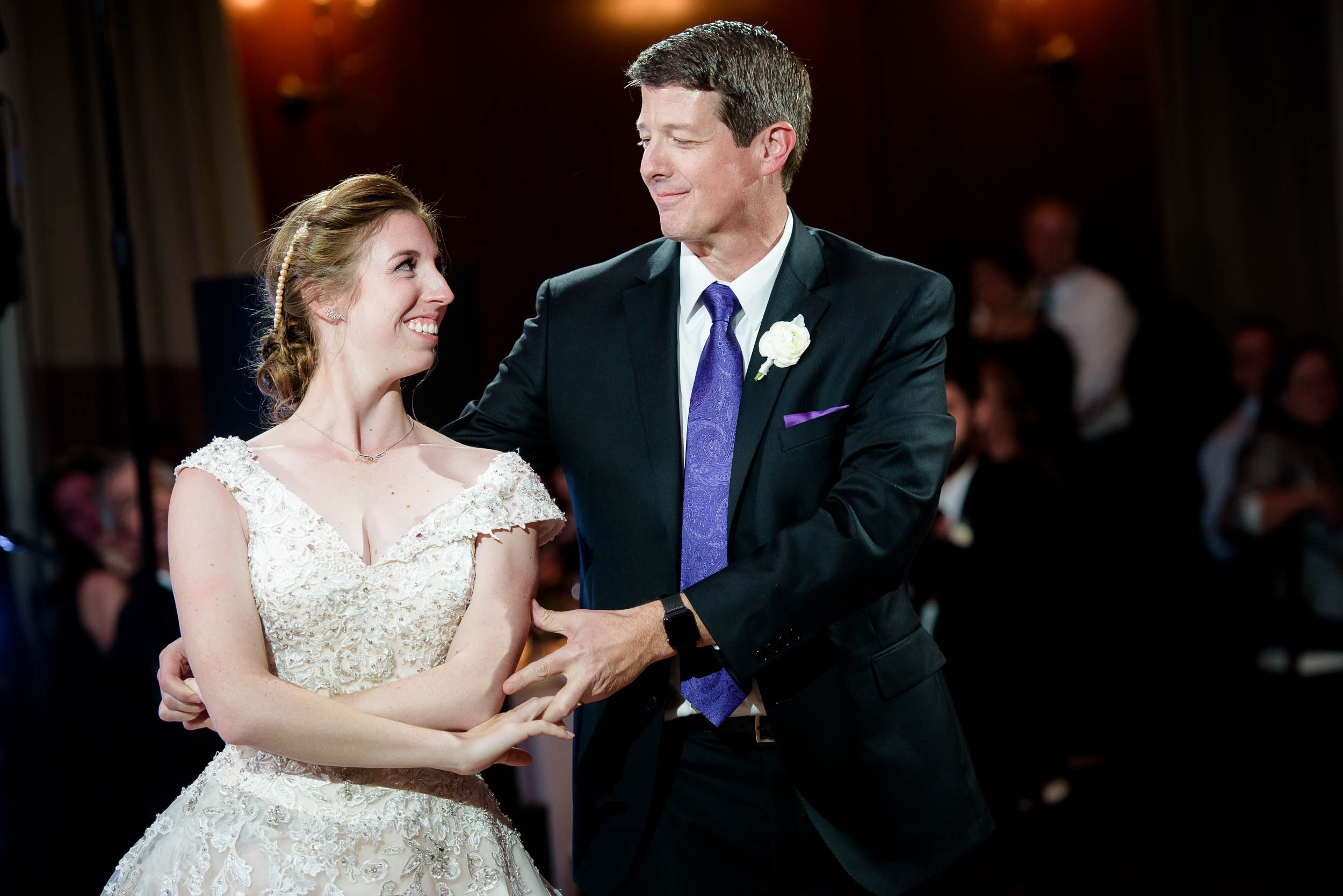 Father daughter dance during a Newberry Library Chicago wedding.