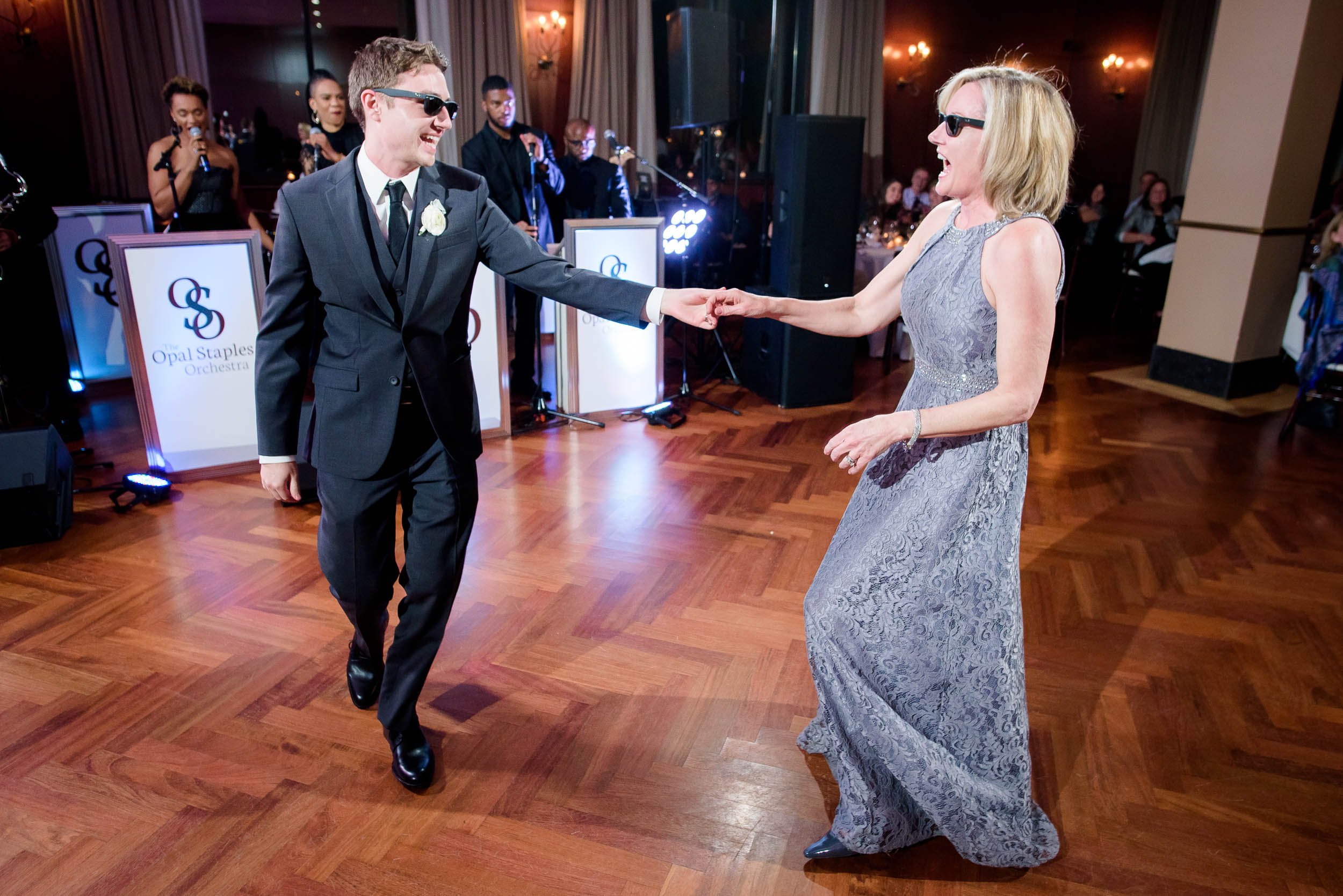 Mother son dance during a Newberry Library Chicago wedding.