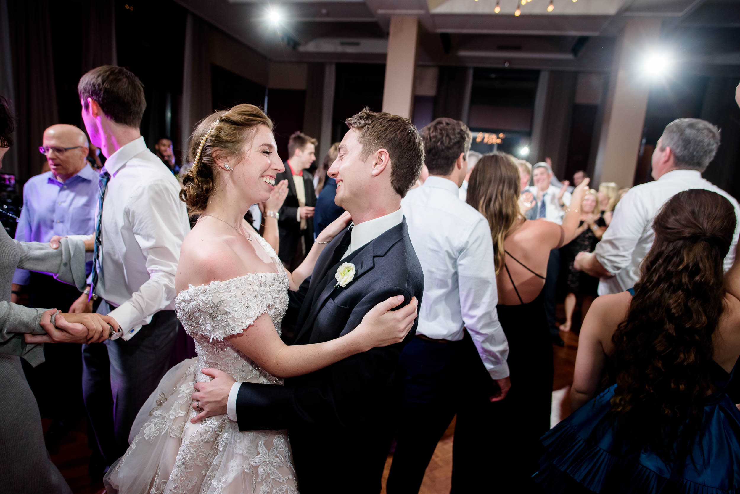 Fun dance floor moment during a Newberry Library Chicago wedding.