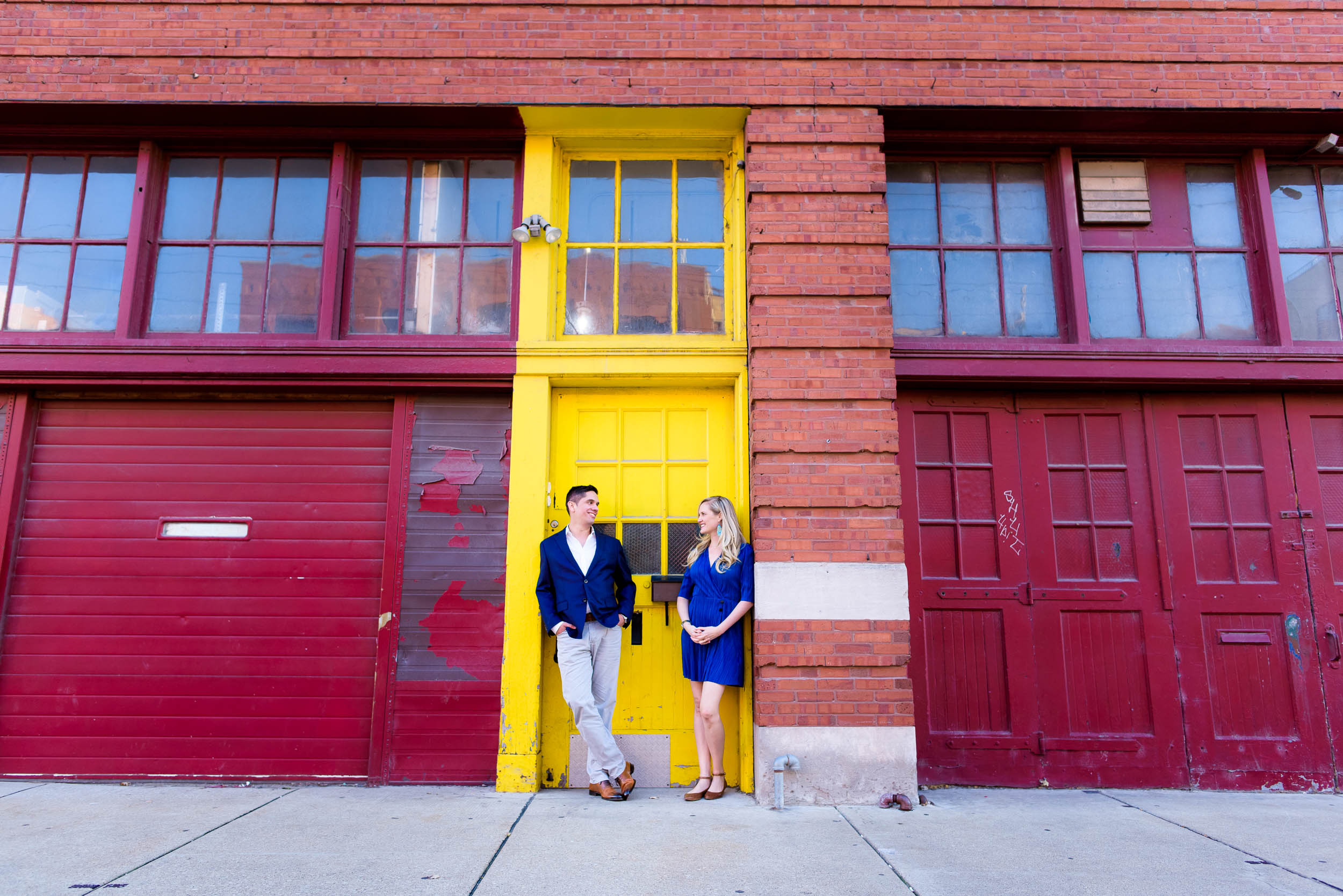 Fulton Market engagement photo outside the Mars Gallery Chicago. 