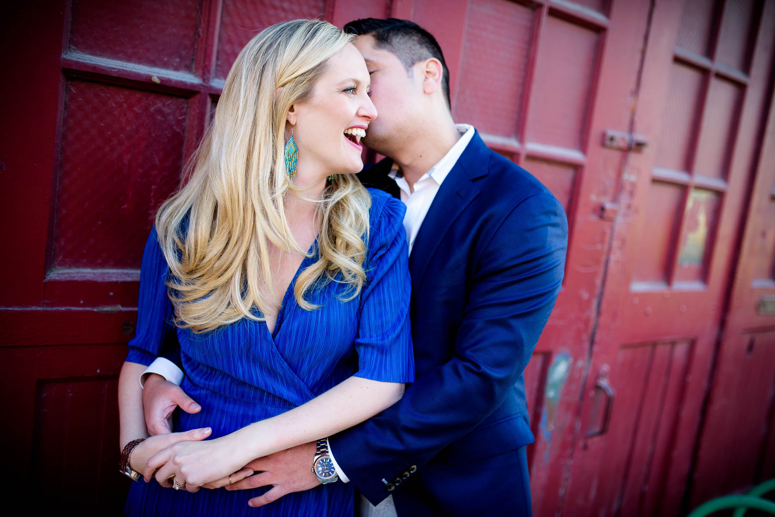 Fulton Market engagement photo outside the Mars Gallery Chicago. 