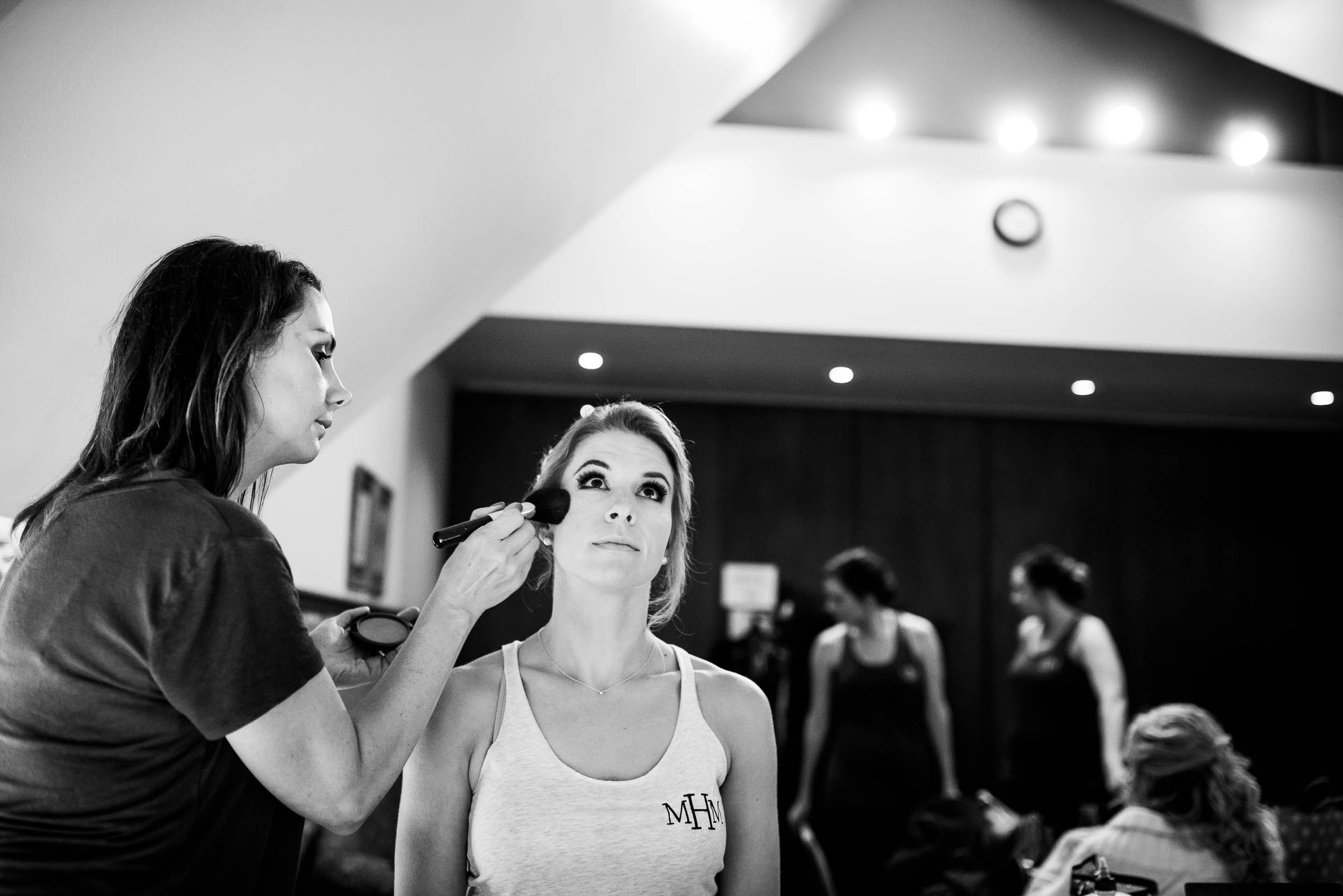 Bride getting ready during her Glessner House Chicago wedding.