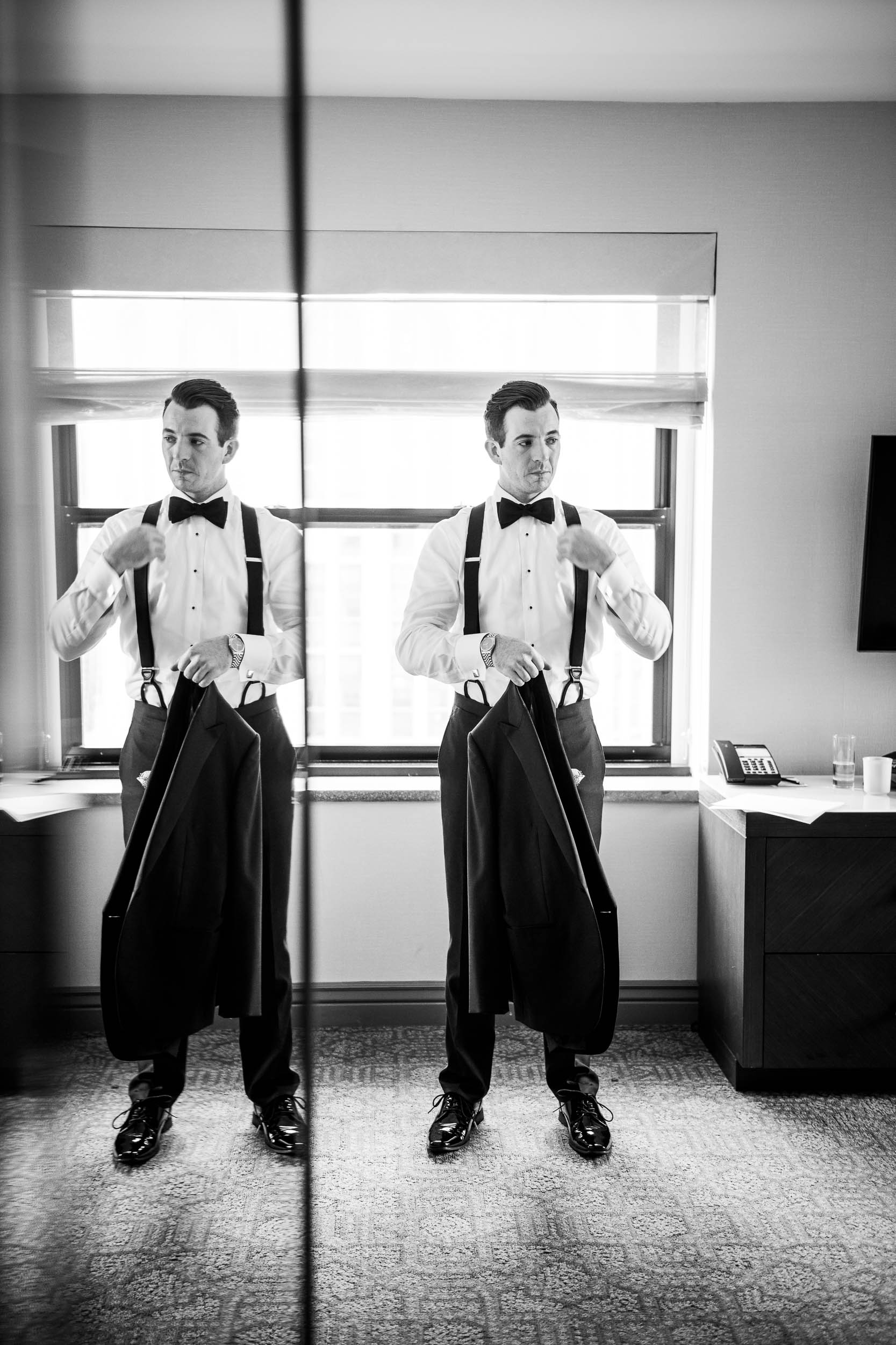 Groom getting ready during a Glessner House Chicago wedding.