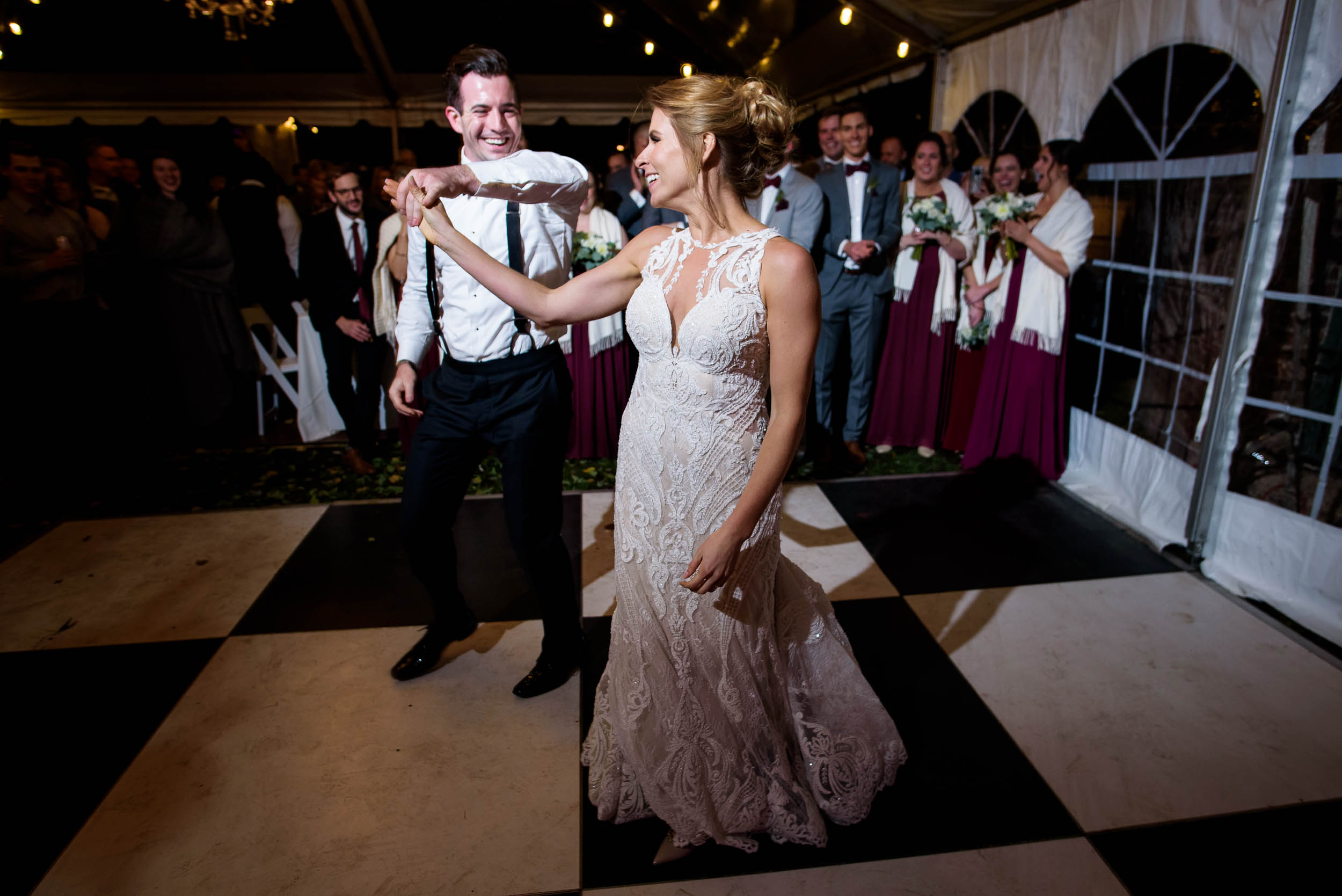 Bride and groom first dance during a Glessner House Chicago wedding.
