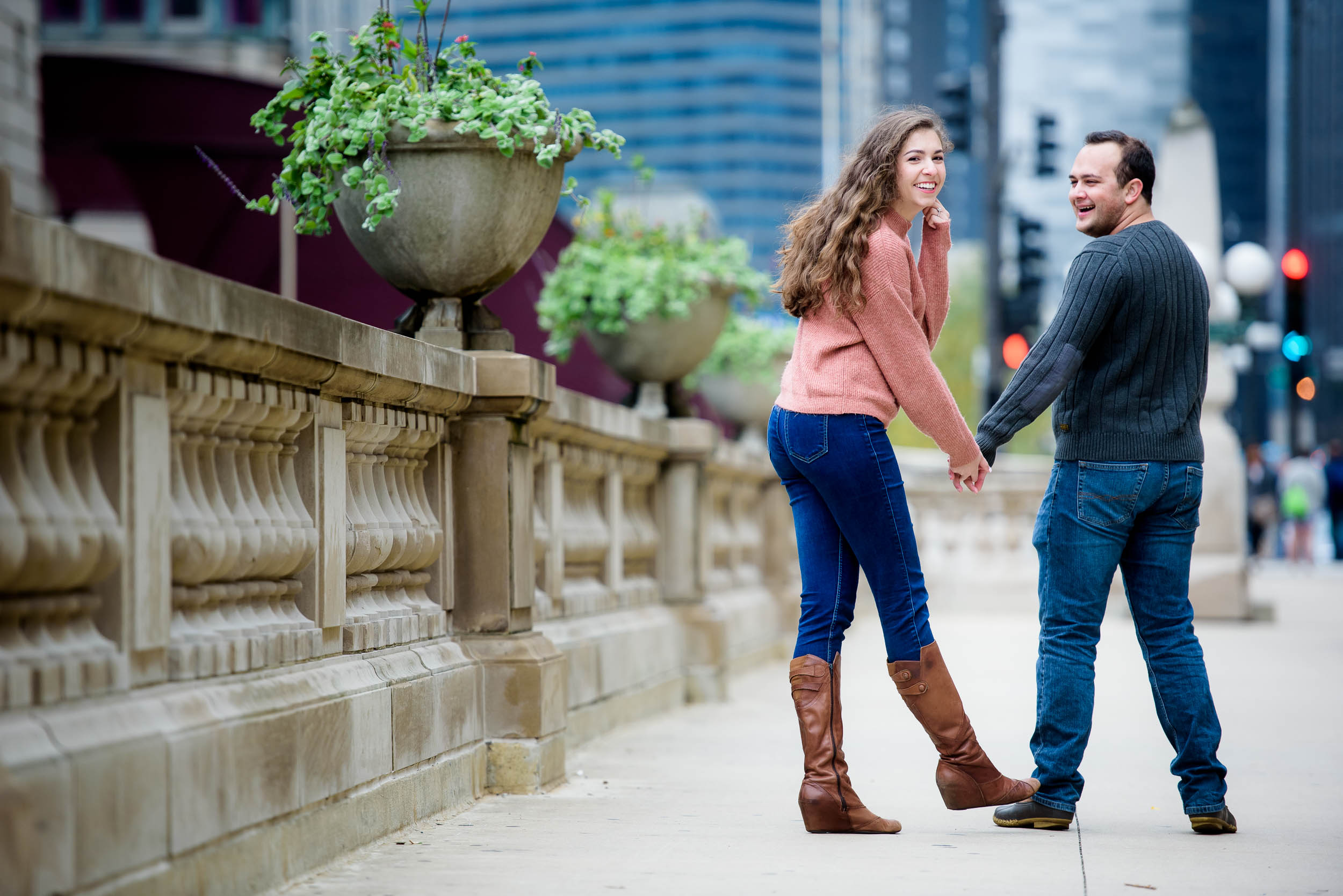 Downtown Chicago engagement session captured by J. Brown Photography. See more engagement photo ideas at jbrownphotography.com!