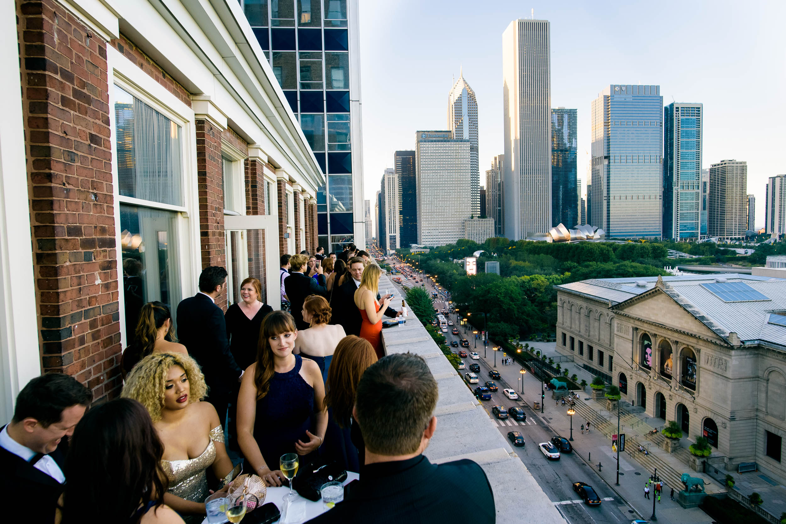 Chicago city skyline at luxurious fall wedding at the Chicago Symphony Center captured by J. Brown Photography. See more wedding ideas at jbrownphotography.com!
