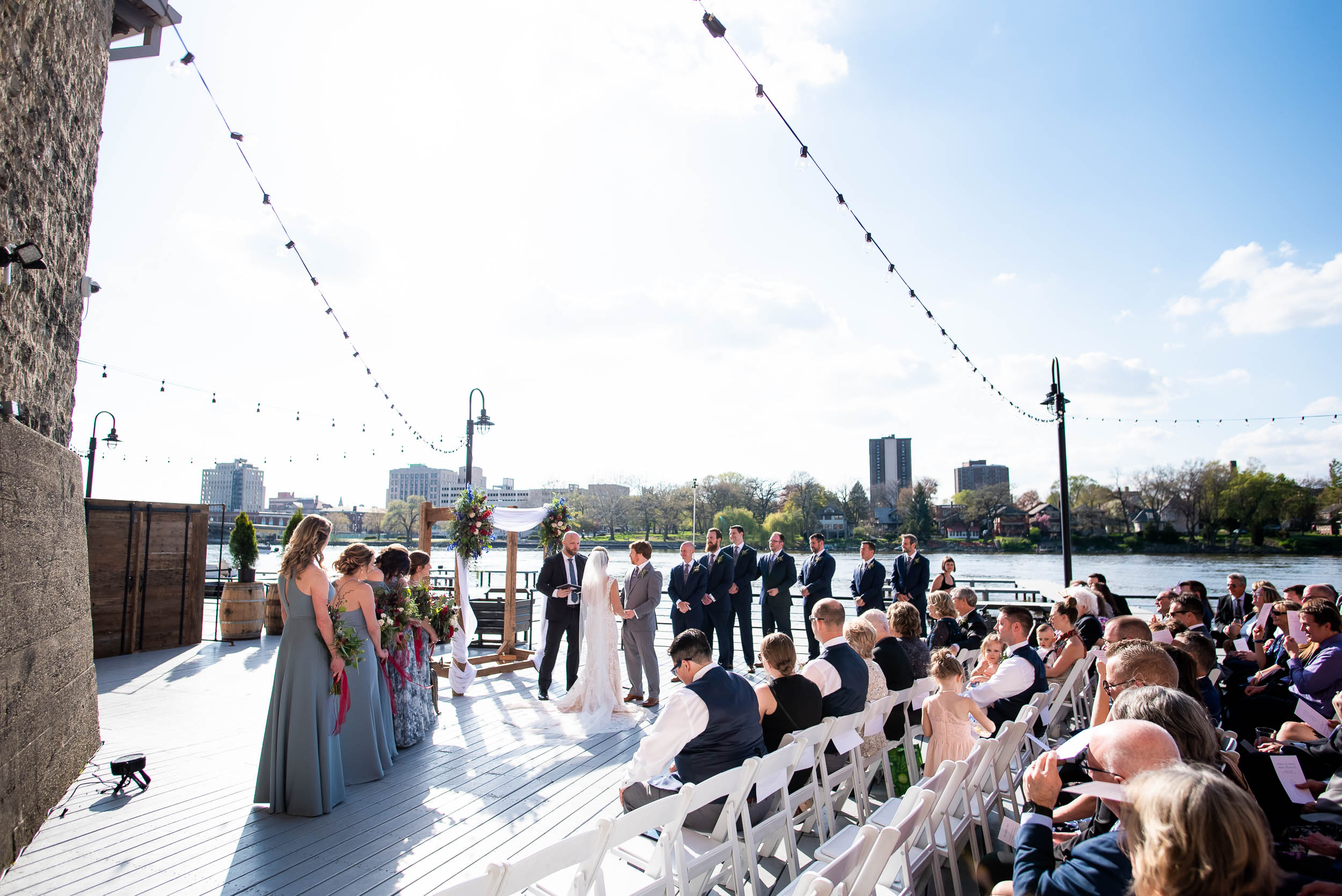 Outdoor wedding ceremony ideas: Modern industrial Chicago wedding inside Prairie Street Brewhouse captured by J. Brown Photography. Find more wedding ideas at jbrownphotography.com!