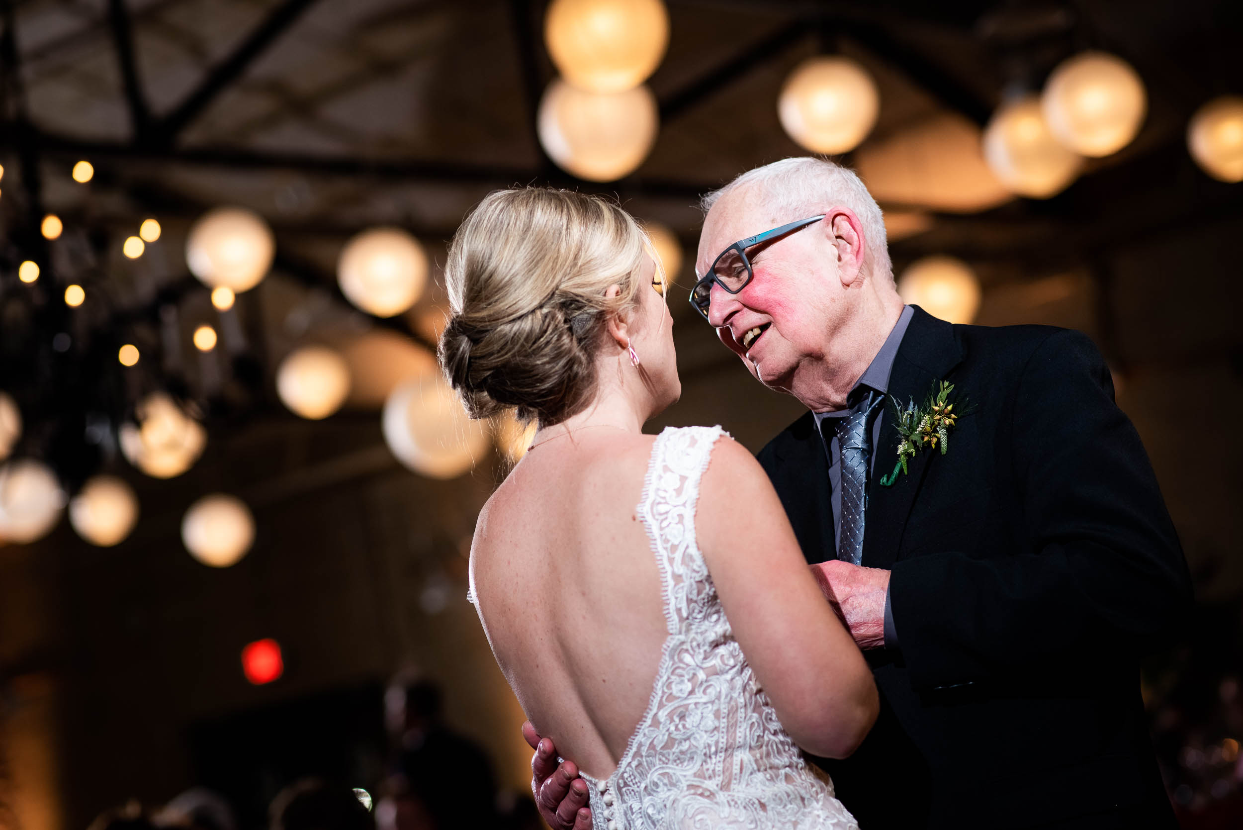 Father/daughter dance: Modern industrial Chicago wedding inside Prairie Street Brewhouse captured by J. Brown Photography. Find more wedding ideas at jbrownphotography.com!