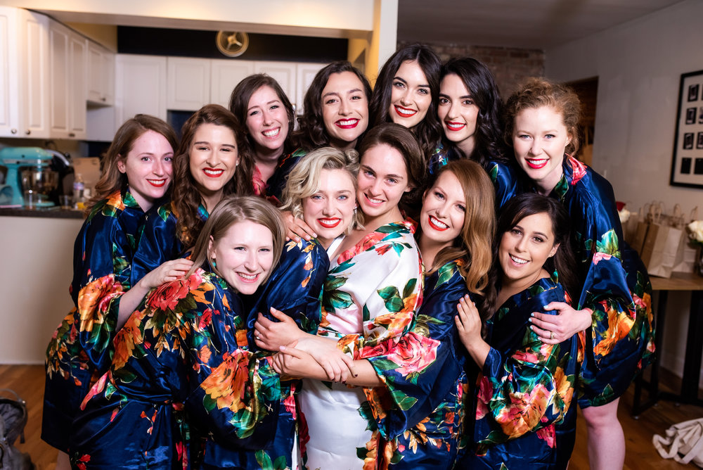Bridal party group photo for Carnivale Chicago wedding captured by J Brown Photography
