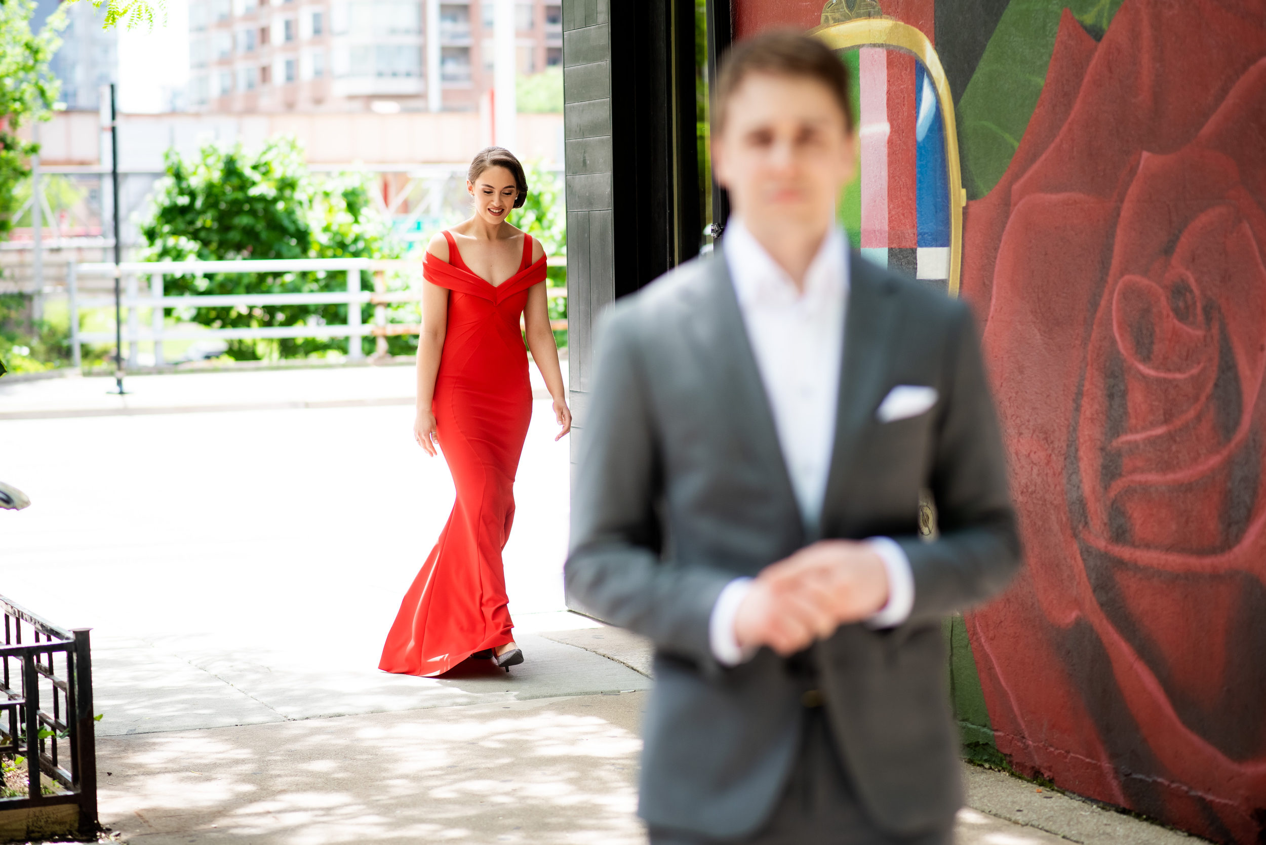 Wedding first look: Carnivale Chicago wedding captured by J Brown Photography