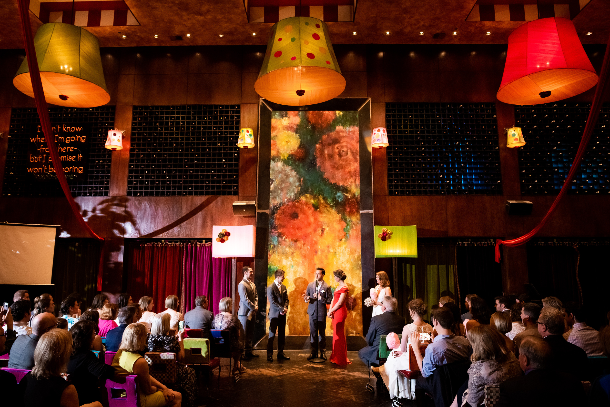 Colorful wedding ceremony ideas: Carnivale Chicago wedding captured by J Brown Photography