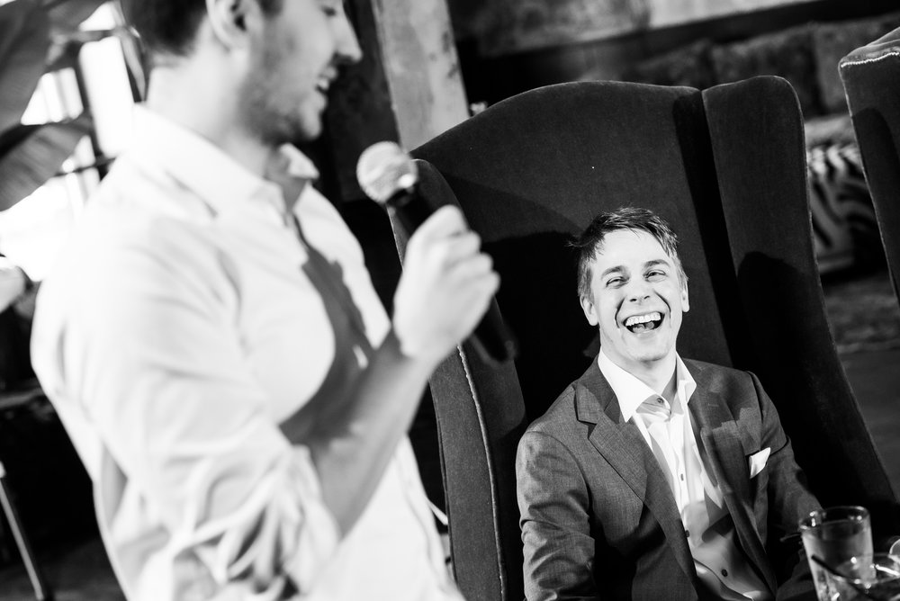 Best man giving his wedding speech at Carnivale Chicago wedding captured by J Brown Photography