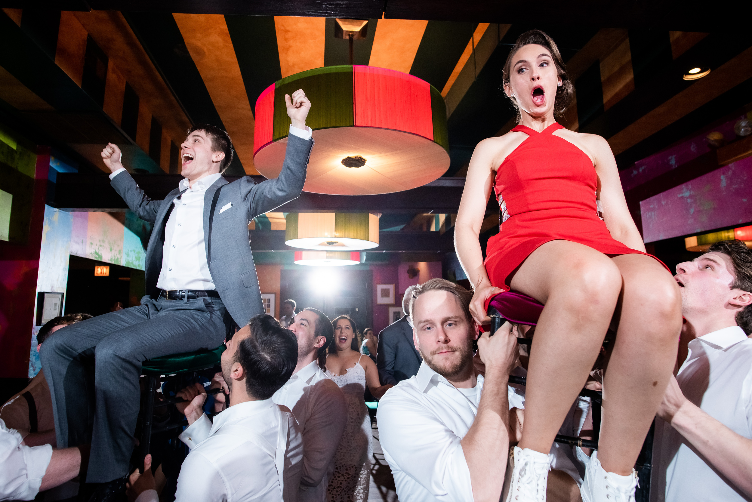 Wedding dancing photos during Carnivale Chicago wedding captured by J Brown Photography