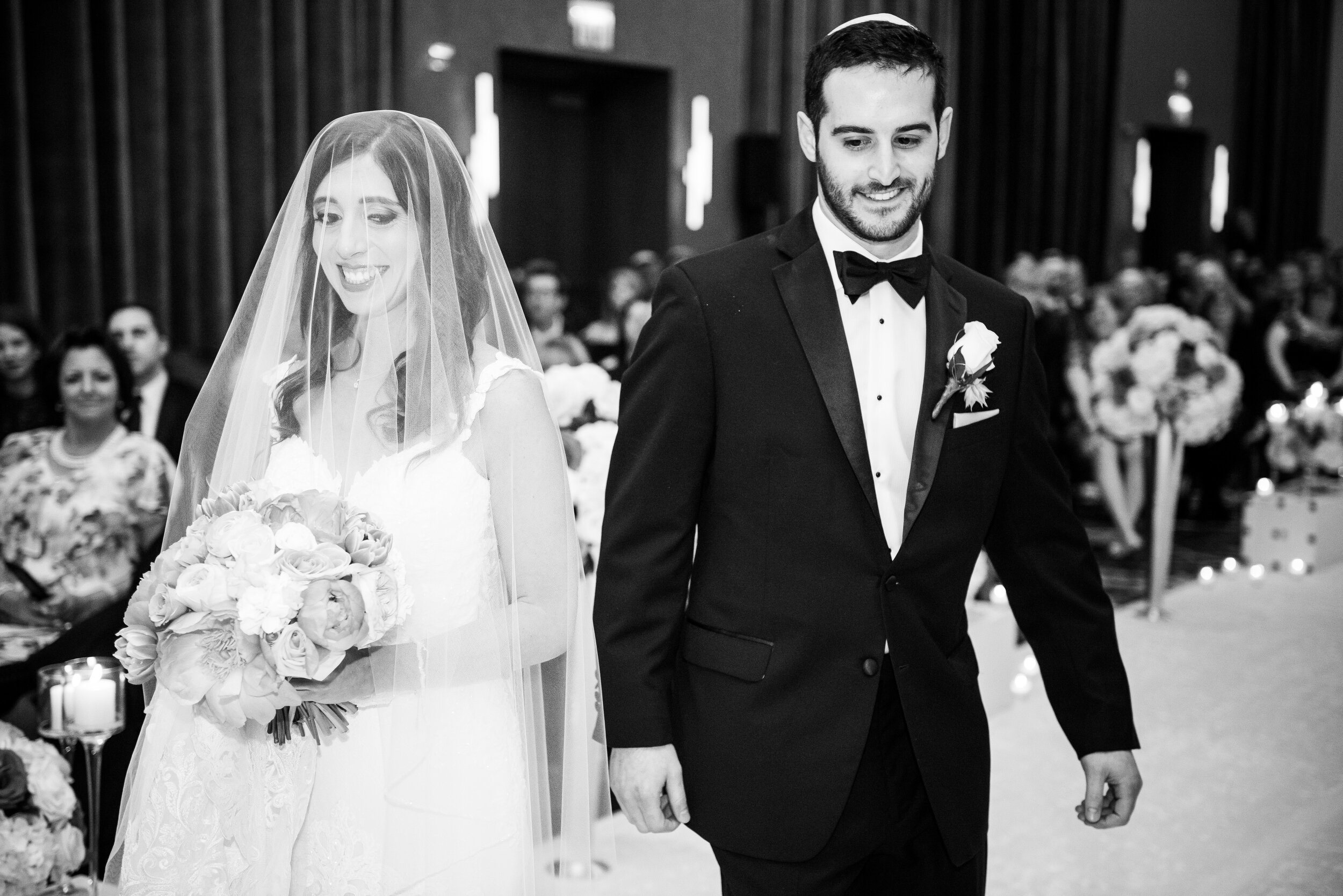 Black and white wedding photos: Loews Chicago Hotel Wedding captured by J. Brown Photography