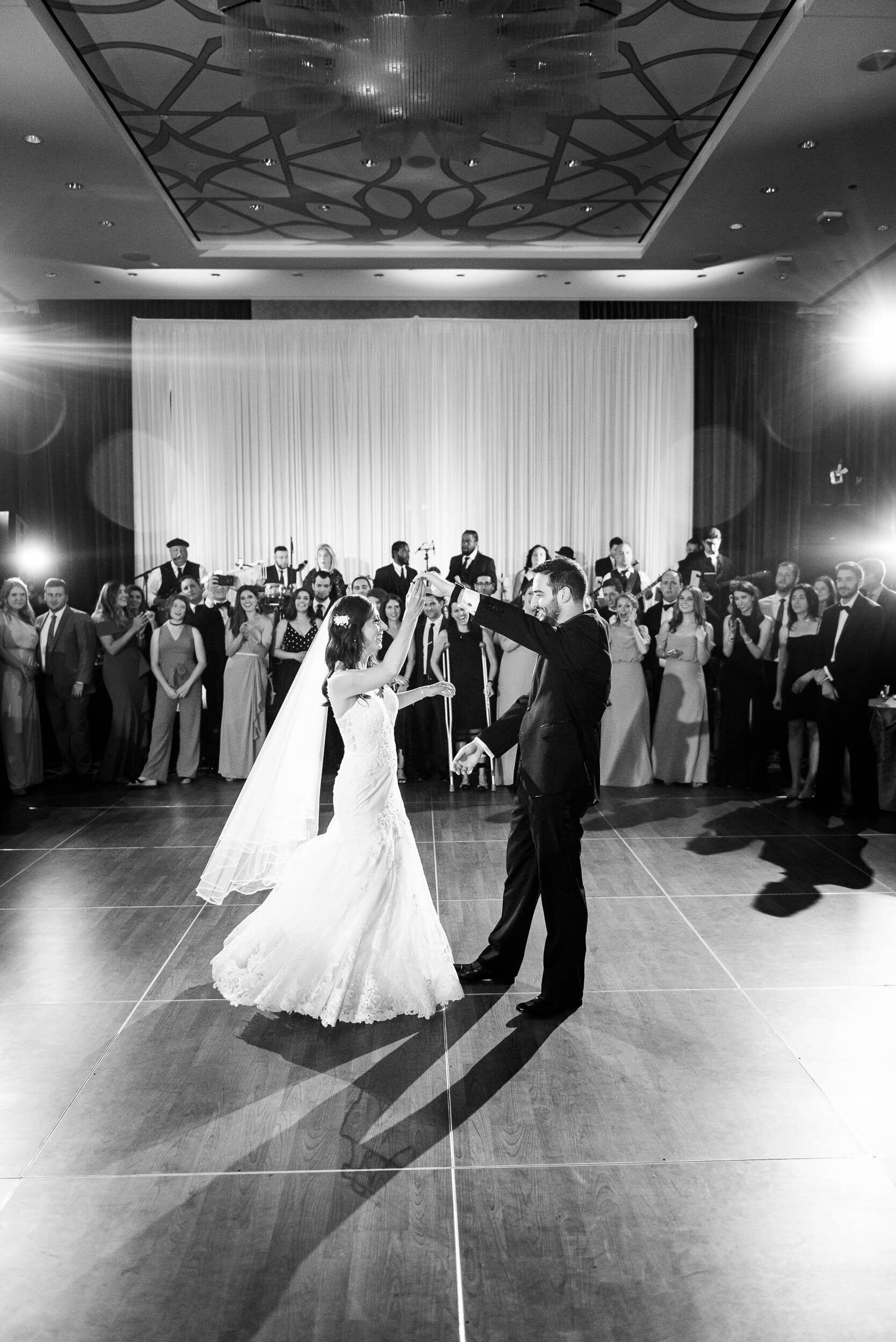 Bride and groom dancing: Loews Chicago Hotel Wedding captured by J. Brown Photography
