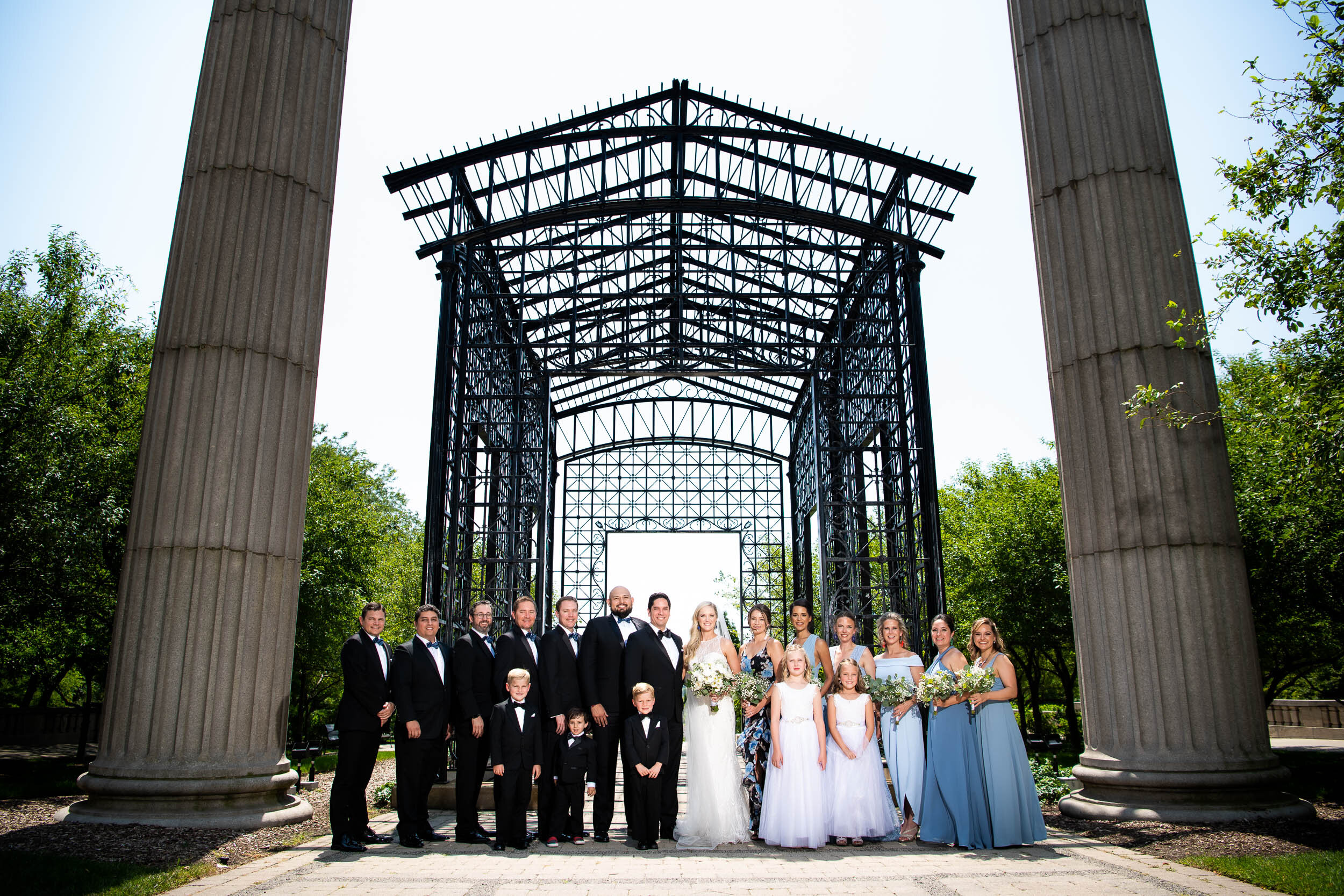 Wedding party portrait: Carnivale Chicago Wedding captured by J. Brown Photography