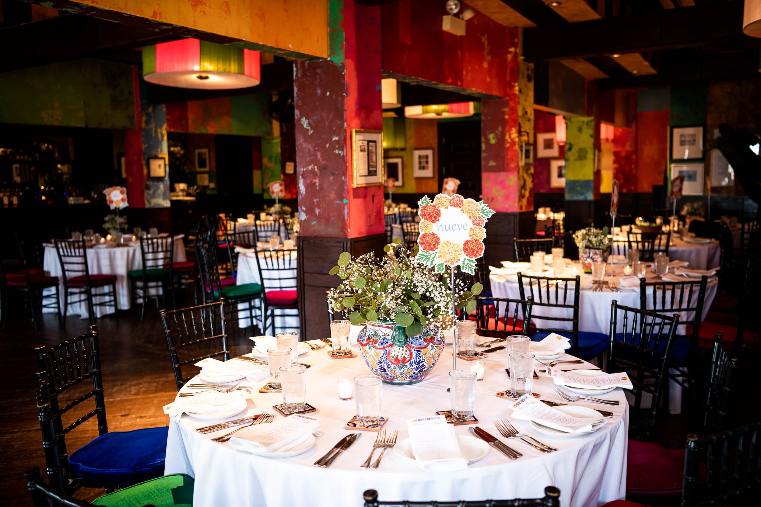 Wedding reception decor: Carnivale Chicago Wedding captured by J. Brown Photography