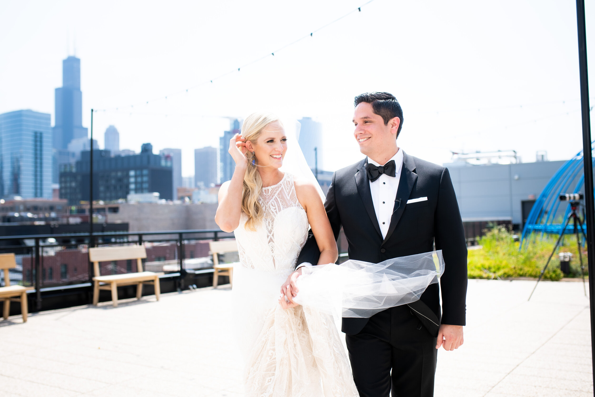 City skyline wedding photography: Carnivale Chicago Wedding captured by J. Brown Photography