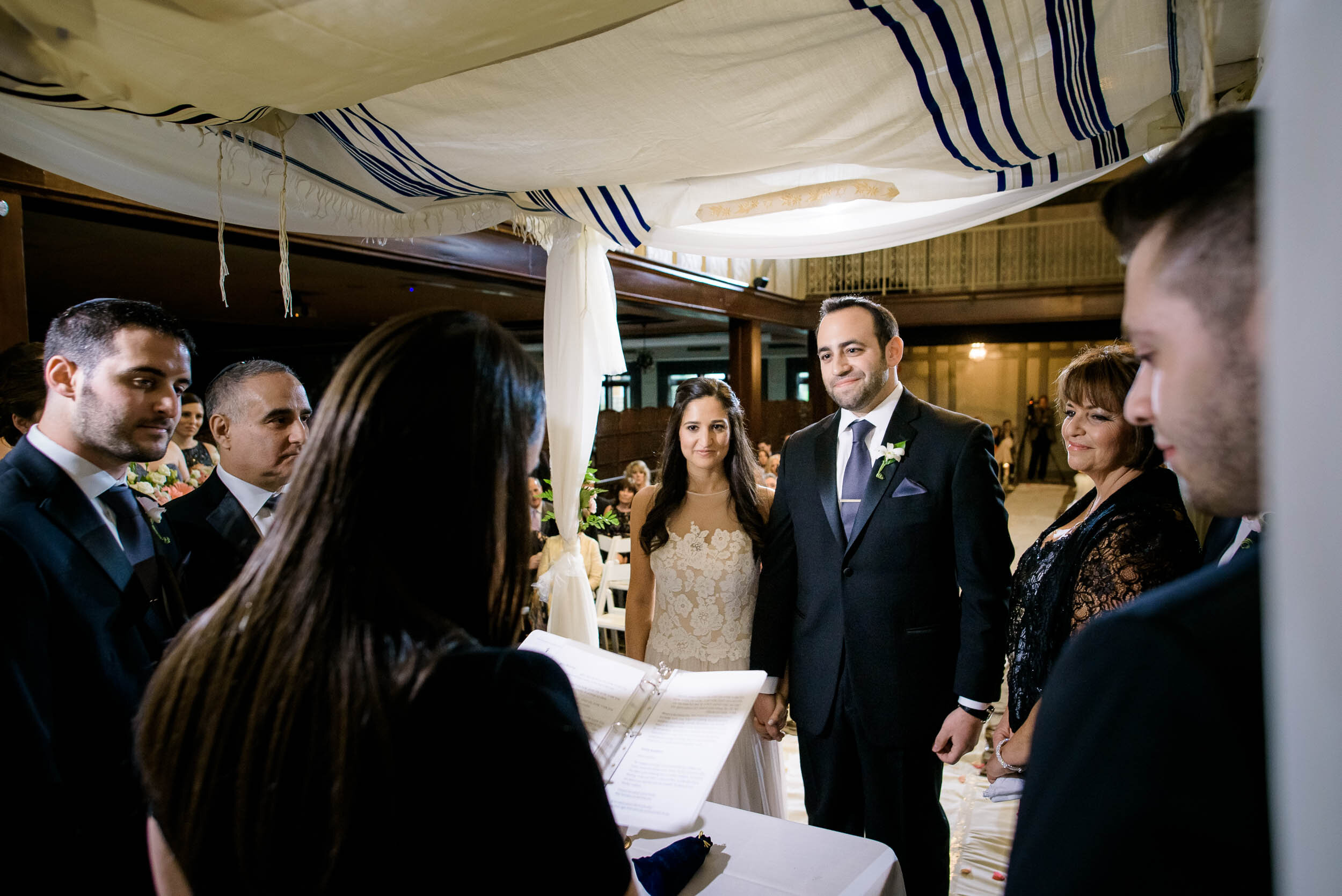 Wedding ceremony during a Chevy Chase Country Club jewish wedding by J. Brown Photography.