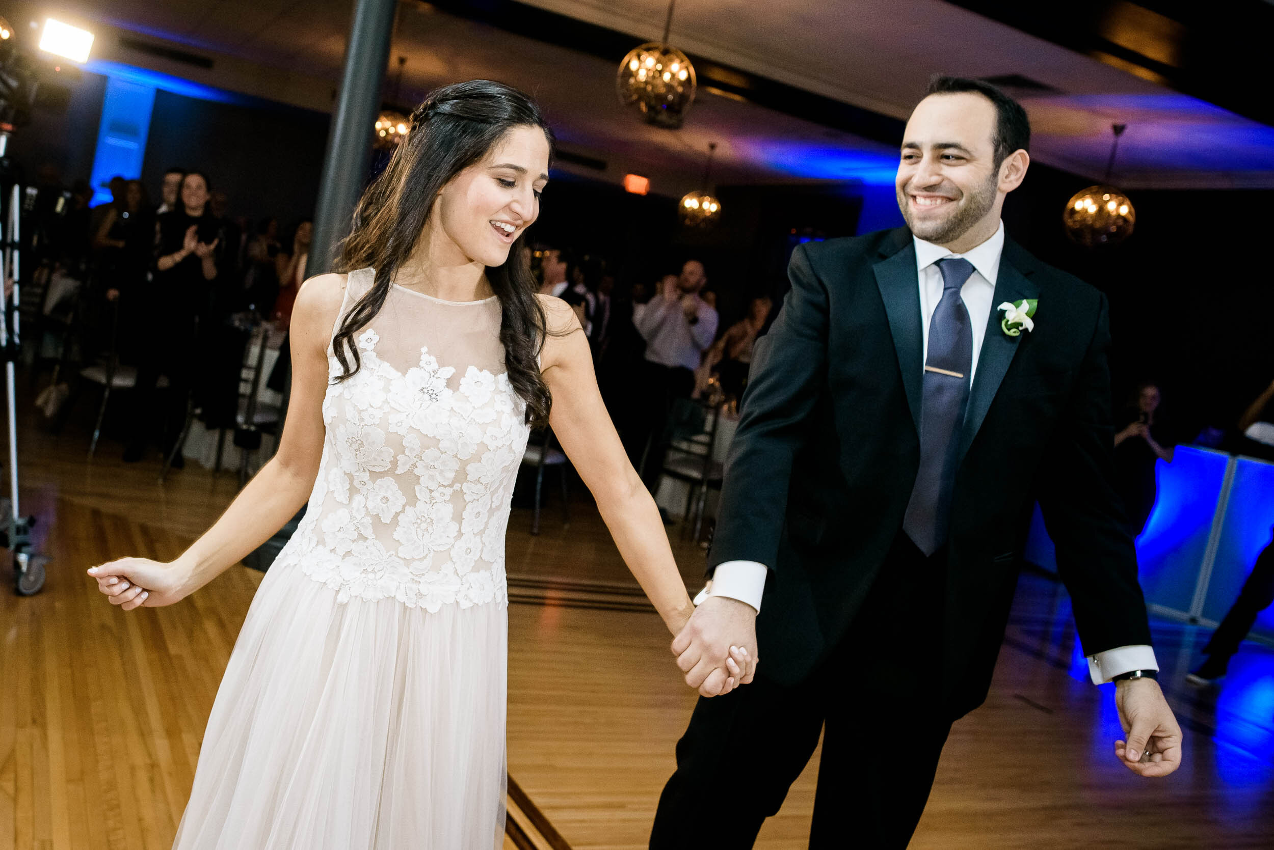 Bride and groom introduction during a Chevy Chase Country Club jewish wedding by J. Brown Photography.