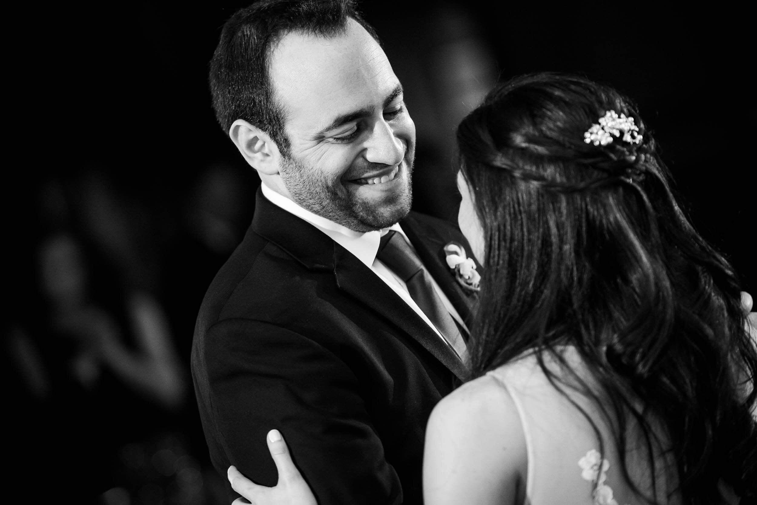 Bride and groom first dance during a Chevy Chase Country Club jewish wedding by J. Brown Photography.