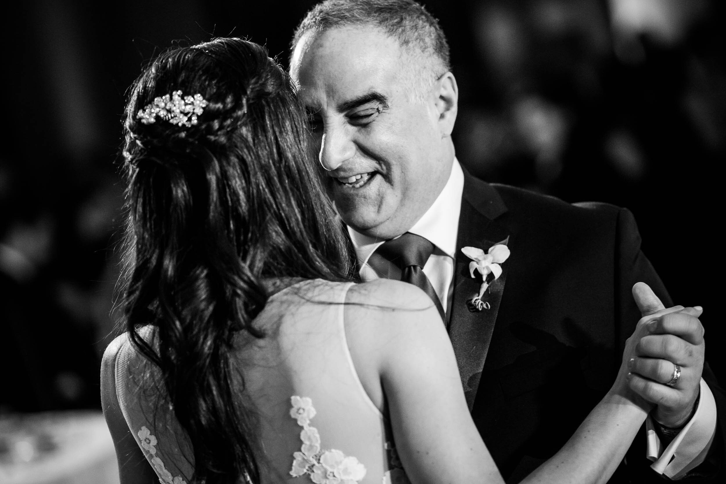 Emotional moment father of the bride during a Chevy Chase Country Club jewish wedding by J. Brown Photography.