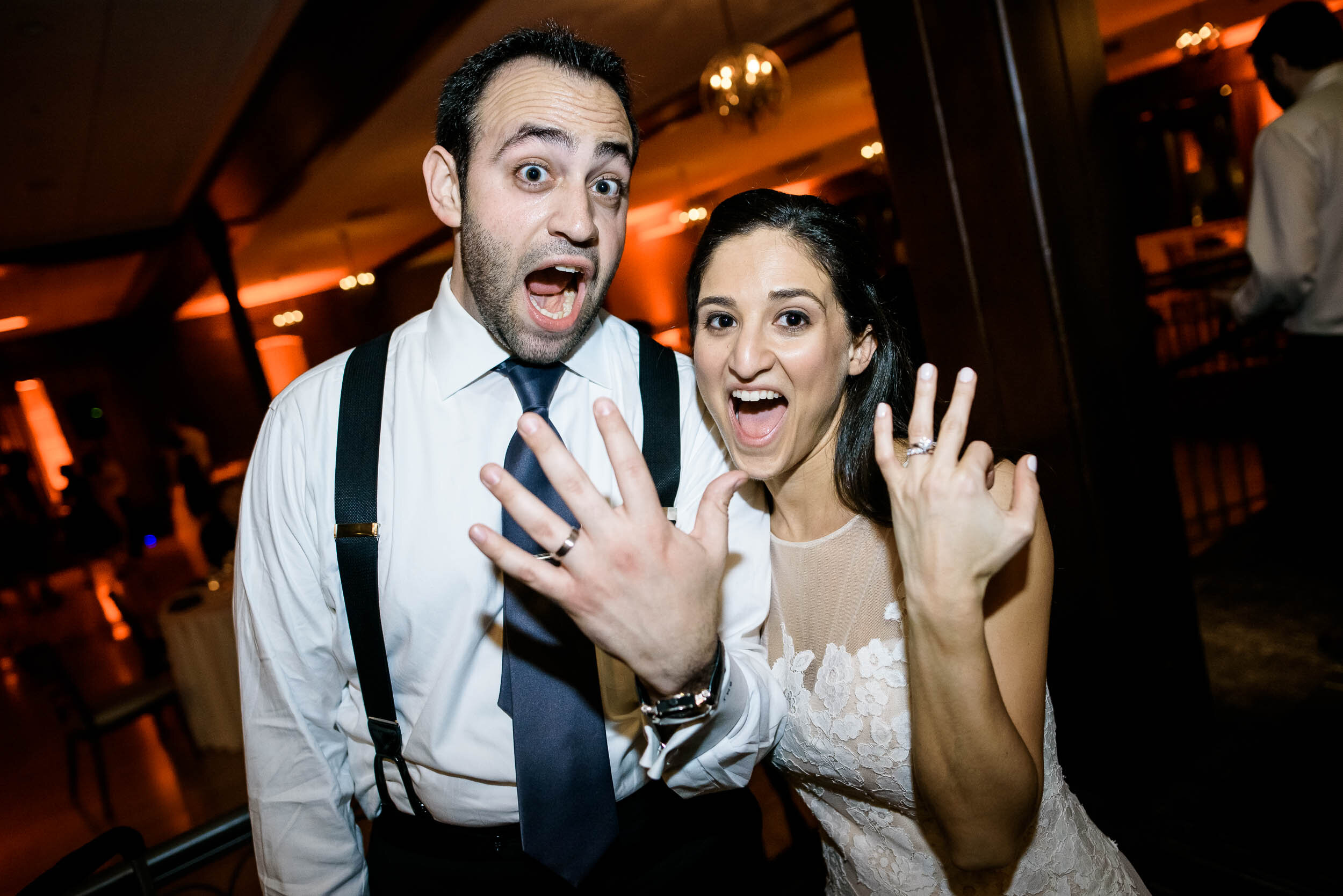 Funny photo bride and groom during a Chevy Chase Country Club jewish wedding by J. Brown Photography.