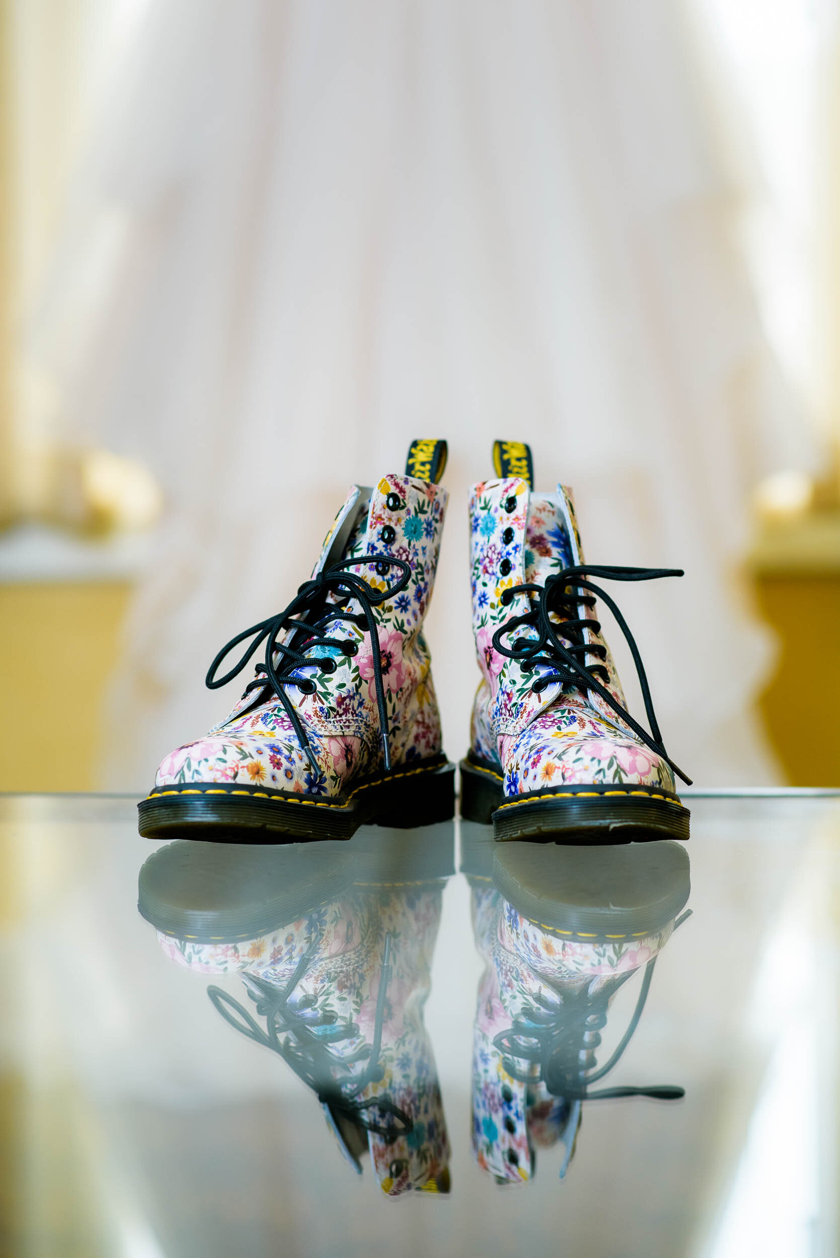 Doc Martin wedding shoe detail photo by J. Brown Photography