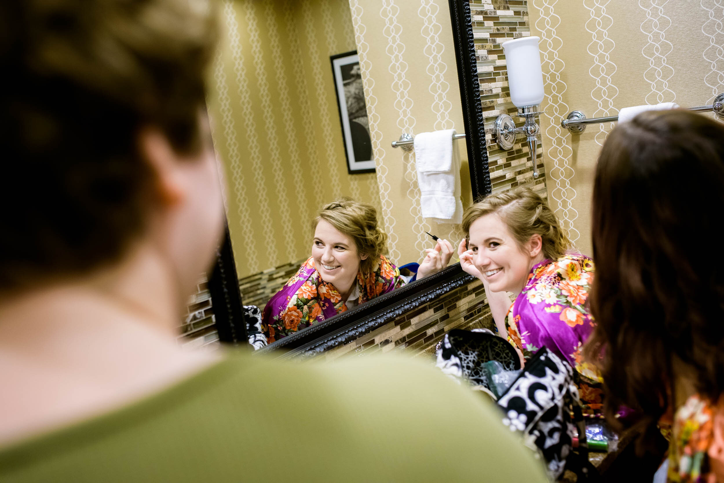Bride getting ready on her wedding day: Columbus Park Refectory wedding captured by J. Brown Photography.