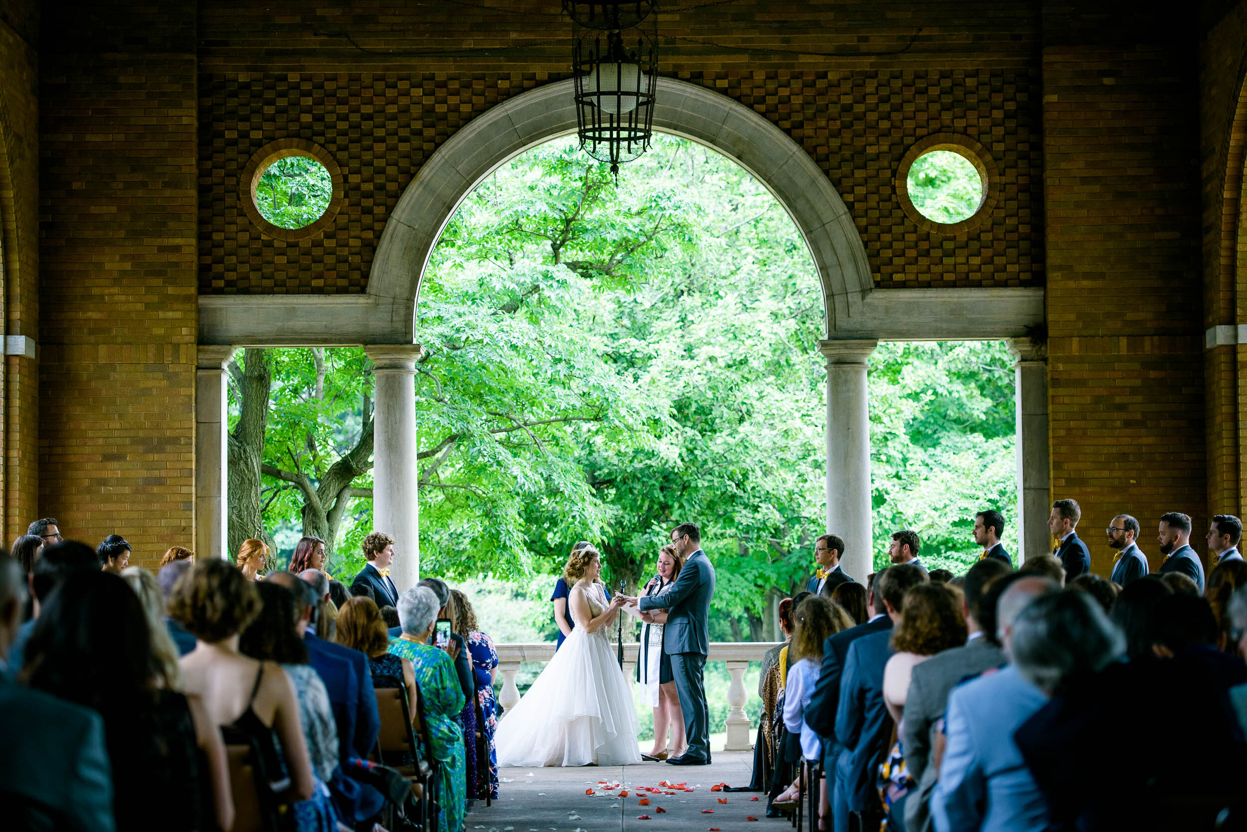 Columbus Park wedding ceremony: Columbus Park Refectory Chicago wedding captured by J. Brown Photography.