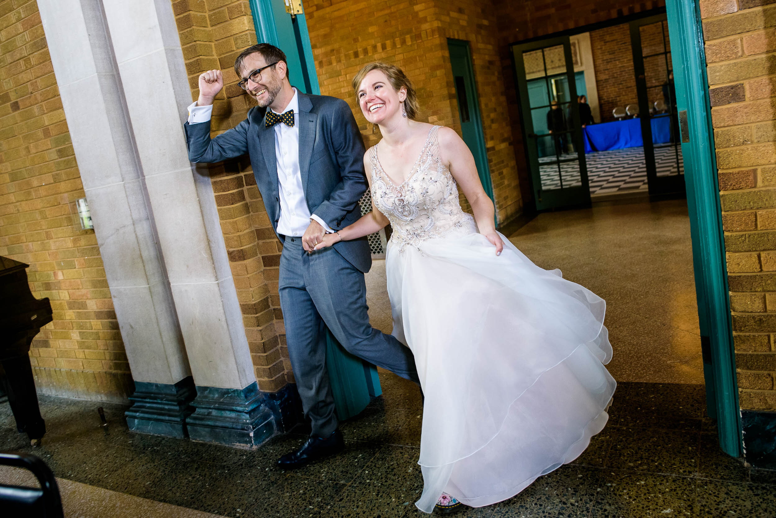 Bride and groom introduced during their wedding reception: Columbus Park Refectory Chicago wedding captured by J. Brown Photography.