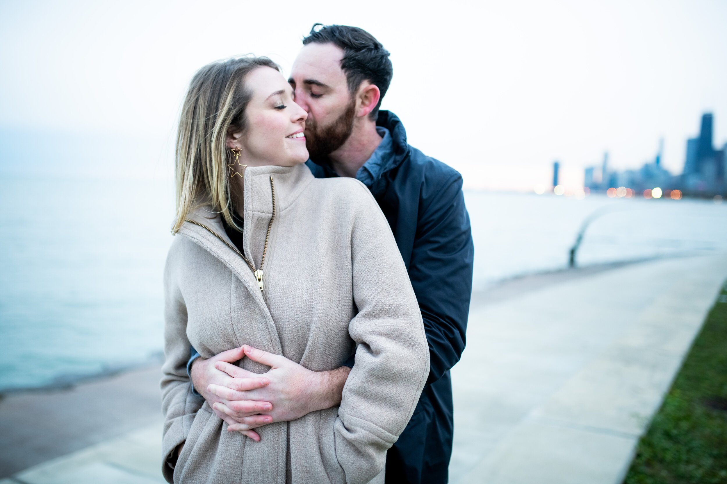 Chicago engagement session on Lake Michigan: engagement photo captured by J. Brown Photography.