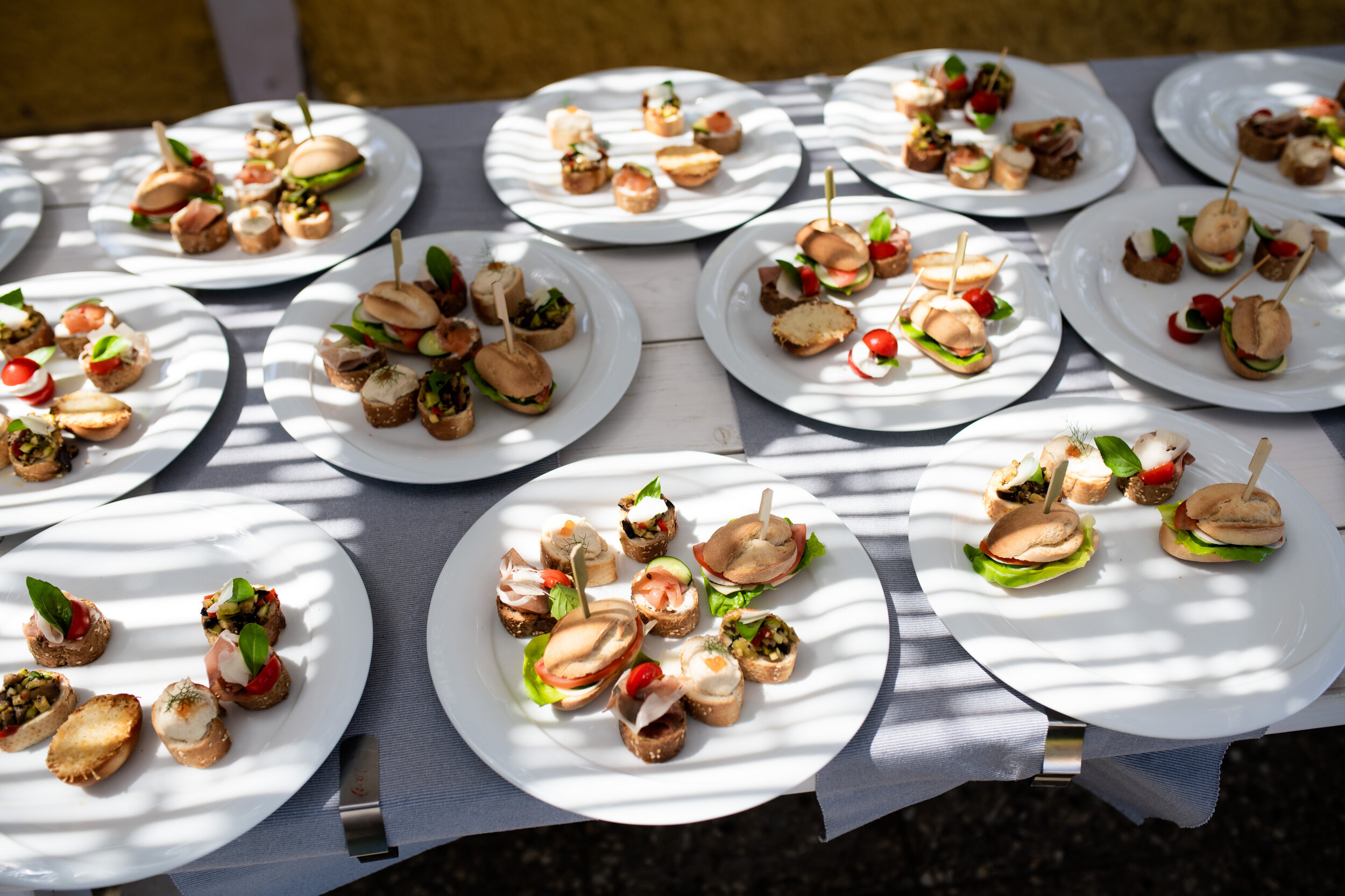 Appetizers during lunch at Paltsi Beach:  photo of destination wedding in Greece by J. Brown Photography.