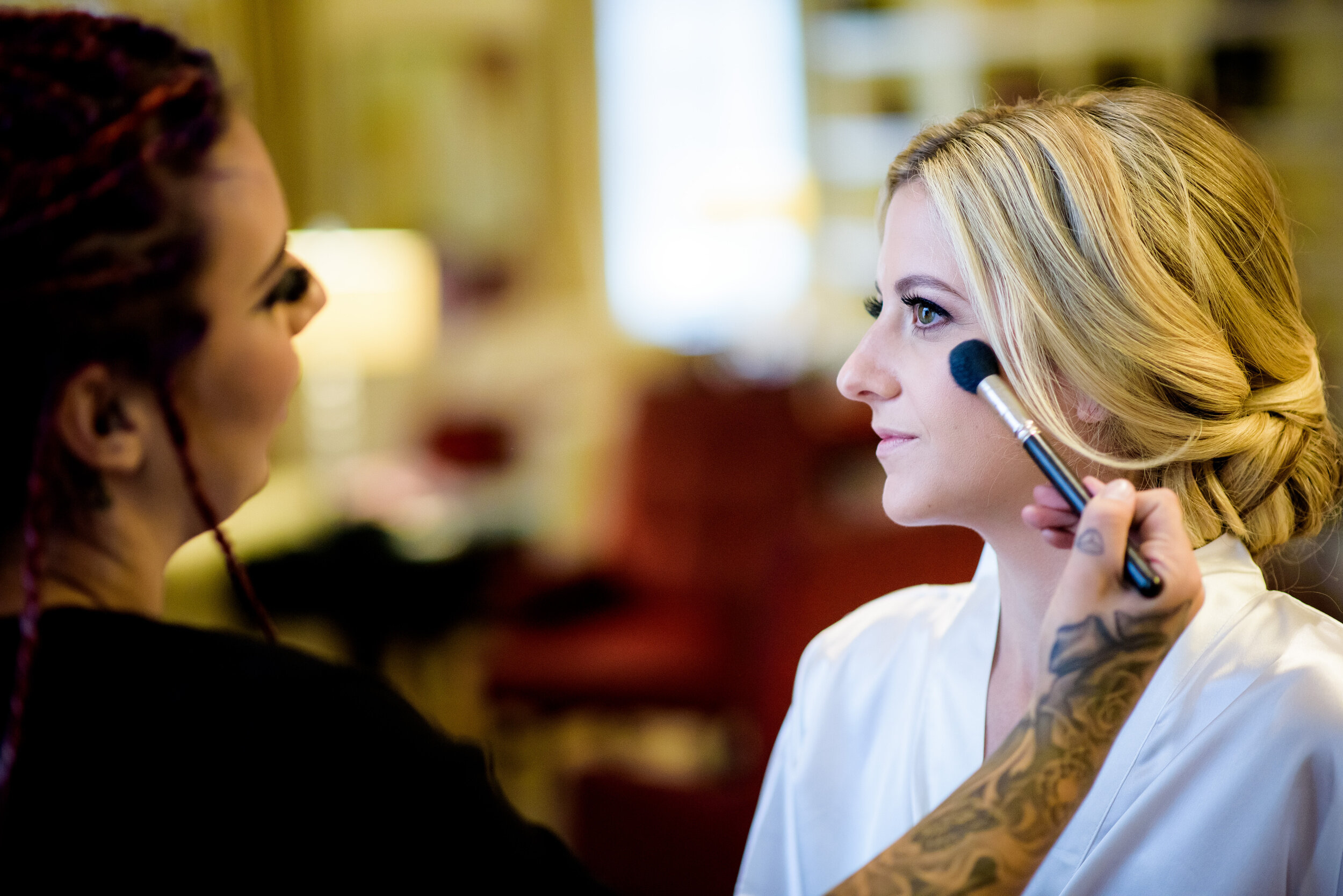 Bride getting ready at the JW Marriott: Geraghty Chicago wedding photography captured by J. Brown Photography.