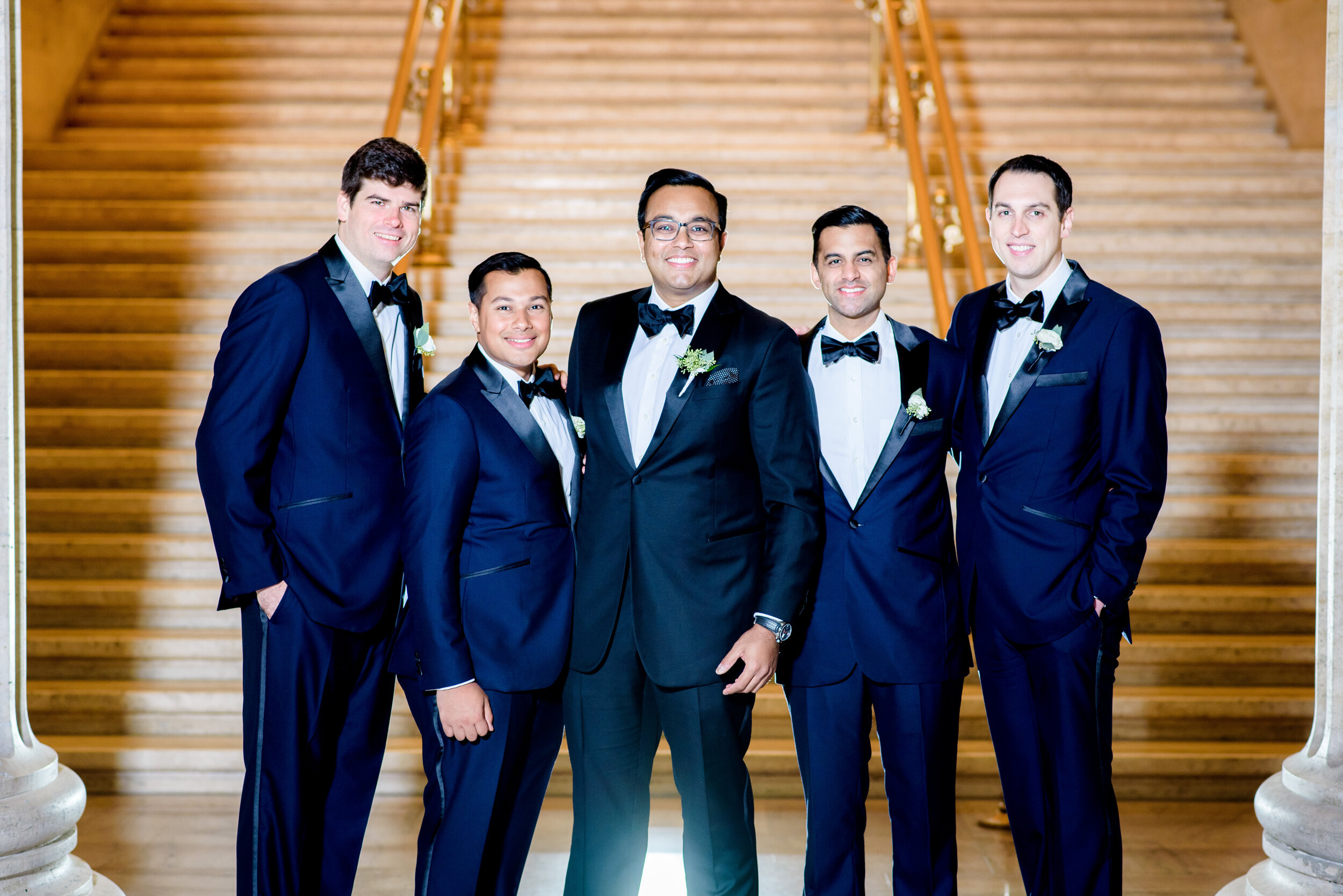 Groom and groomsmen at Union Station Chicago: Geraghty Chicago wedding photography captured by J. Brown Photography.