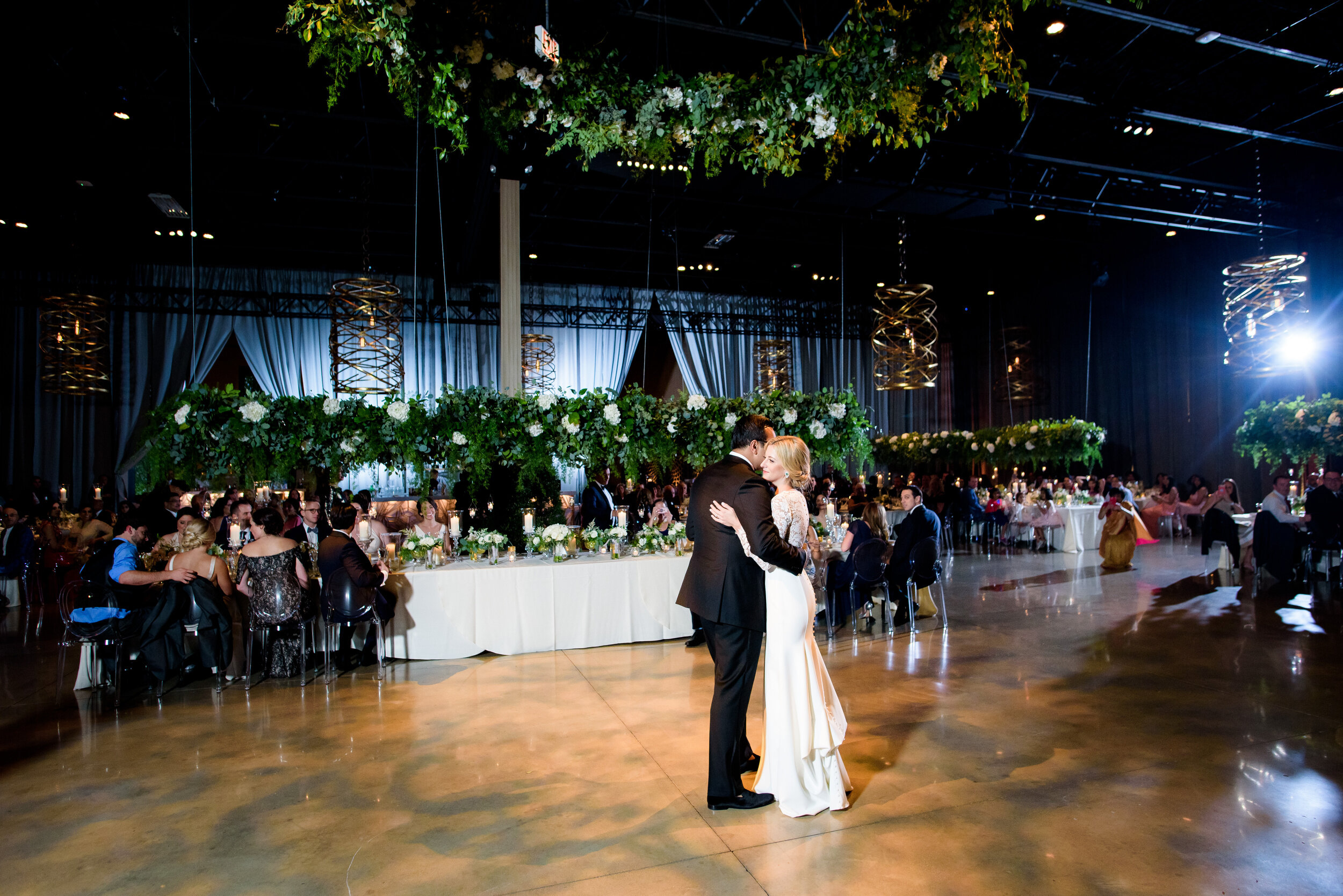 Couple's first dance at the wedding reception: Geraghty Chicago wedding photography by J. Brown Photography.