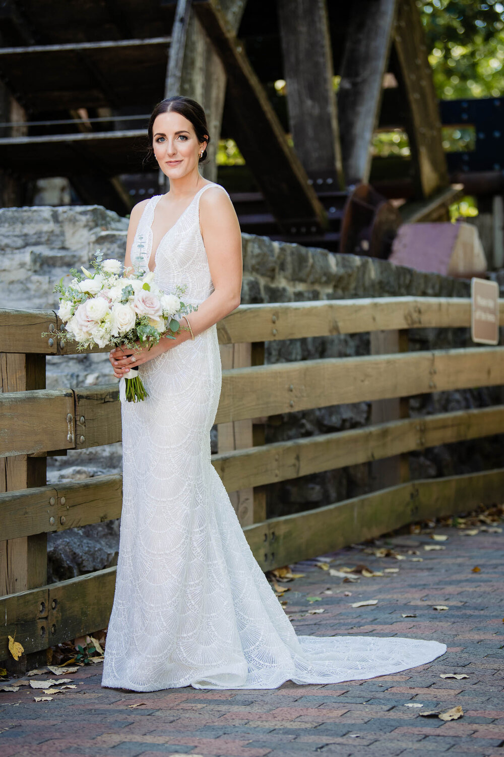 Bridal portrait at Graue Mill:  Chicago wedding photography by J. Brown Photography.