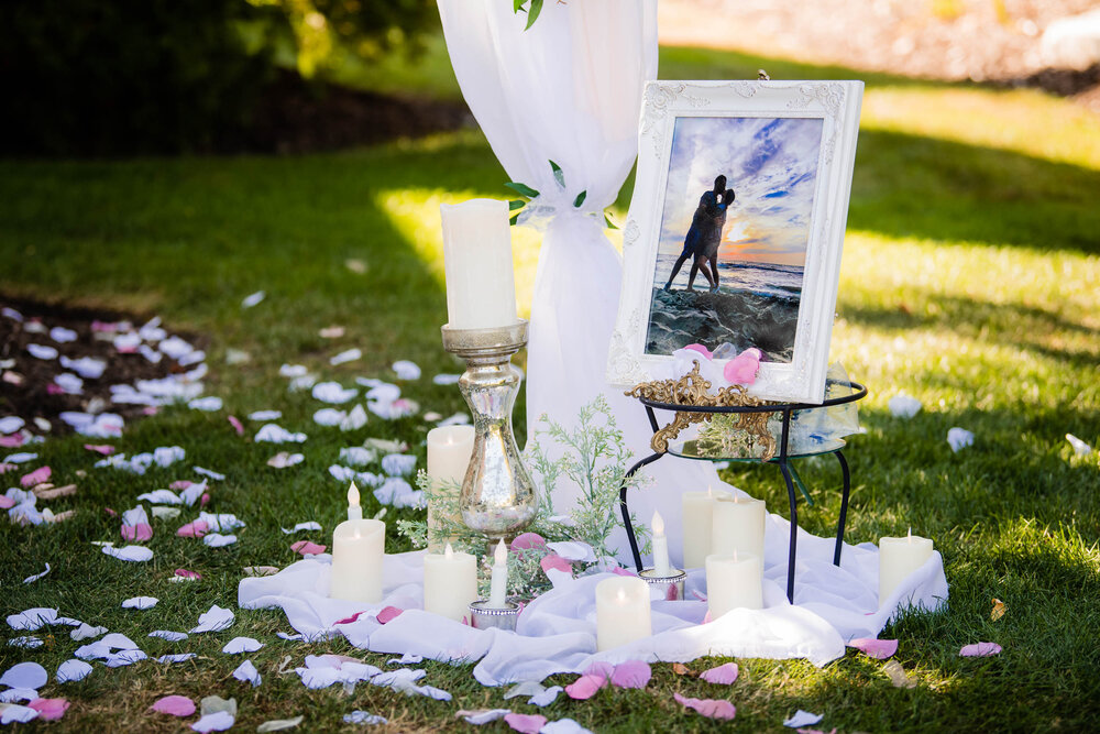 Backyard wedding decor:  Chicago wedding photography by J. Brown Photography.