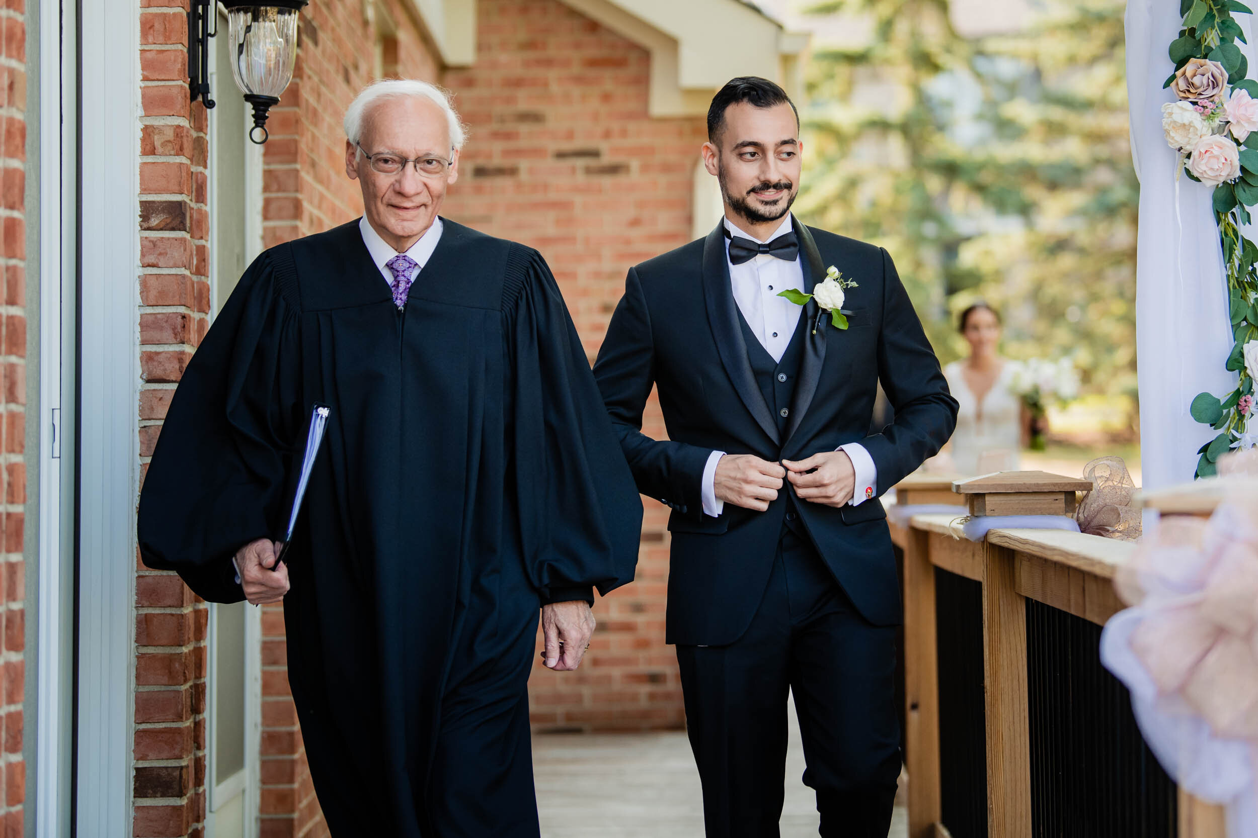 Groom walks to the ceremony:  Chicago wedding photography by J. Brown Photography.