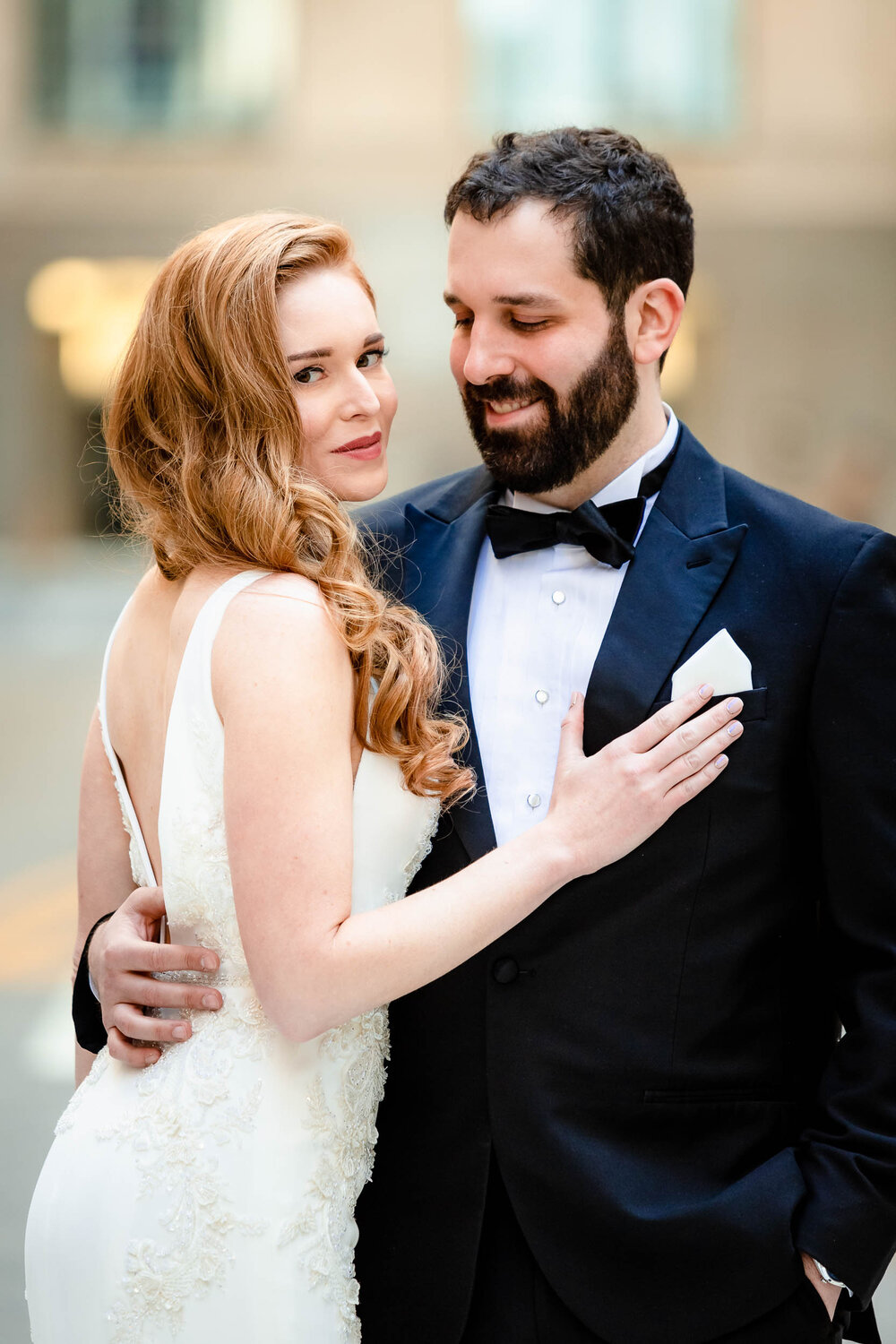 Beautiful portrait of the bride and groom:  Chicago wedding photographs by J. Brown Photography.