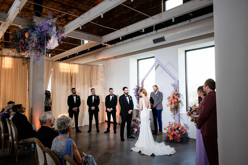 Wedding ceremony at the Stockhouse: Chicago wedding photographs by J. Brown Photography.