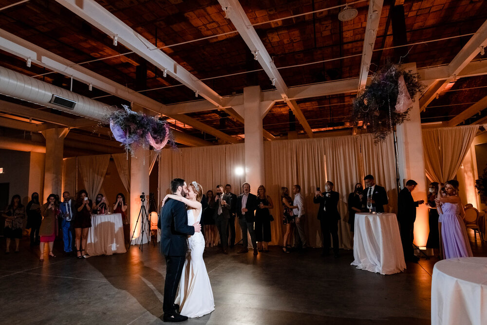 Couple's first dance at the Stockhouse:  Chicago wedding photographs by J. Brown Photography.