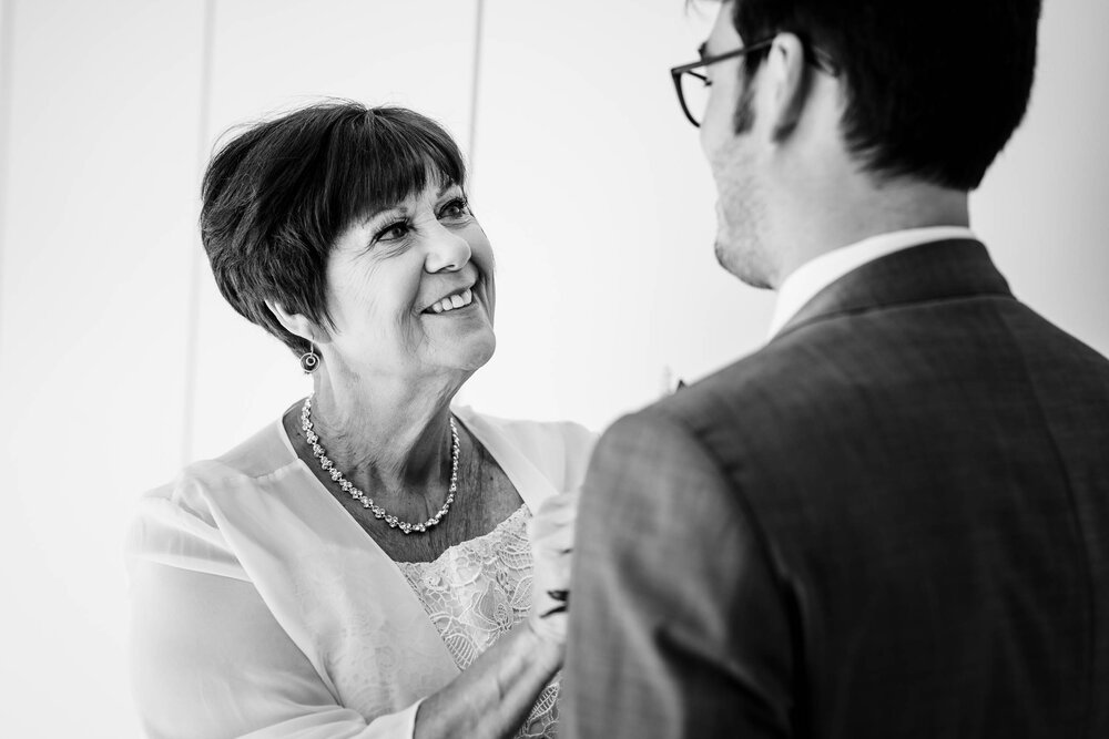 Top Wedding Photographers Near Me | Ace Hotel | J. Brown Photography | mother of the groom with her son.