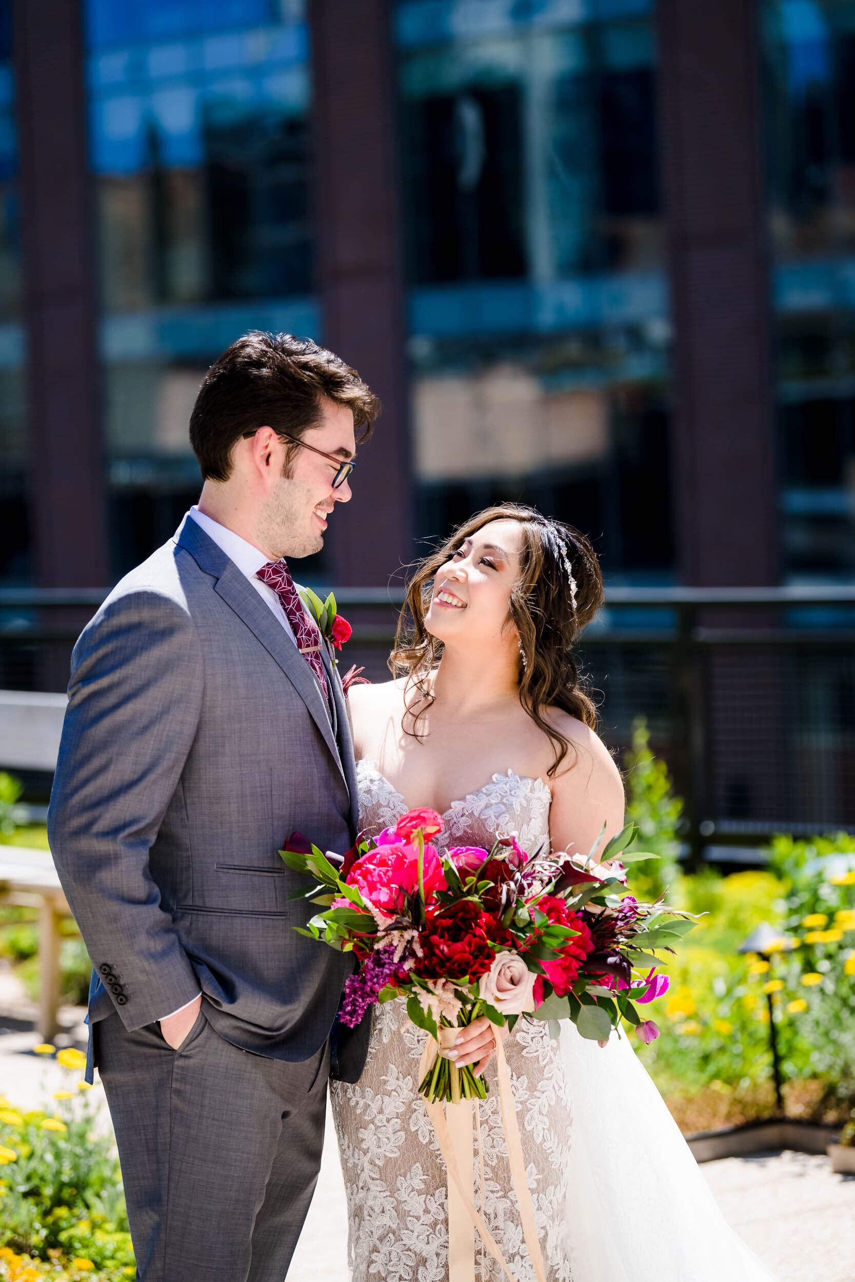 Wedding Day Photos | Ace Hotel | J. Brown Photography | bride and groom rooftop portrait.