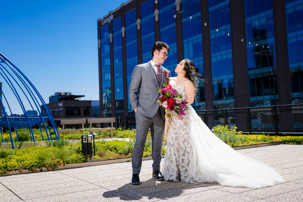 Wedding Day Photos | Ace Hotel | J. Brown Photography | bride and groom rooftop portrait.