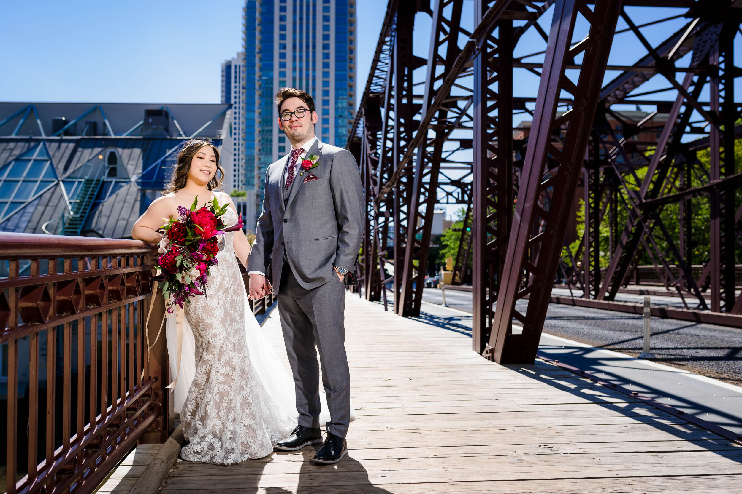 Chicago Wedding Photographer | Kinzie Street Bridge | J. Brown Photography | creative wedding portraits.